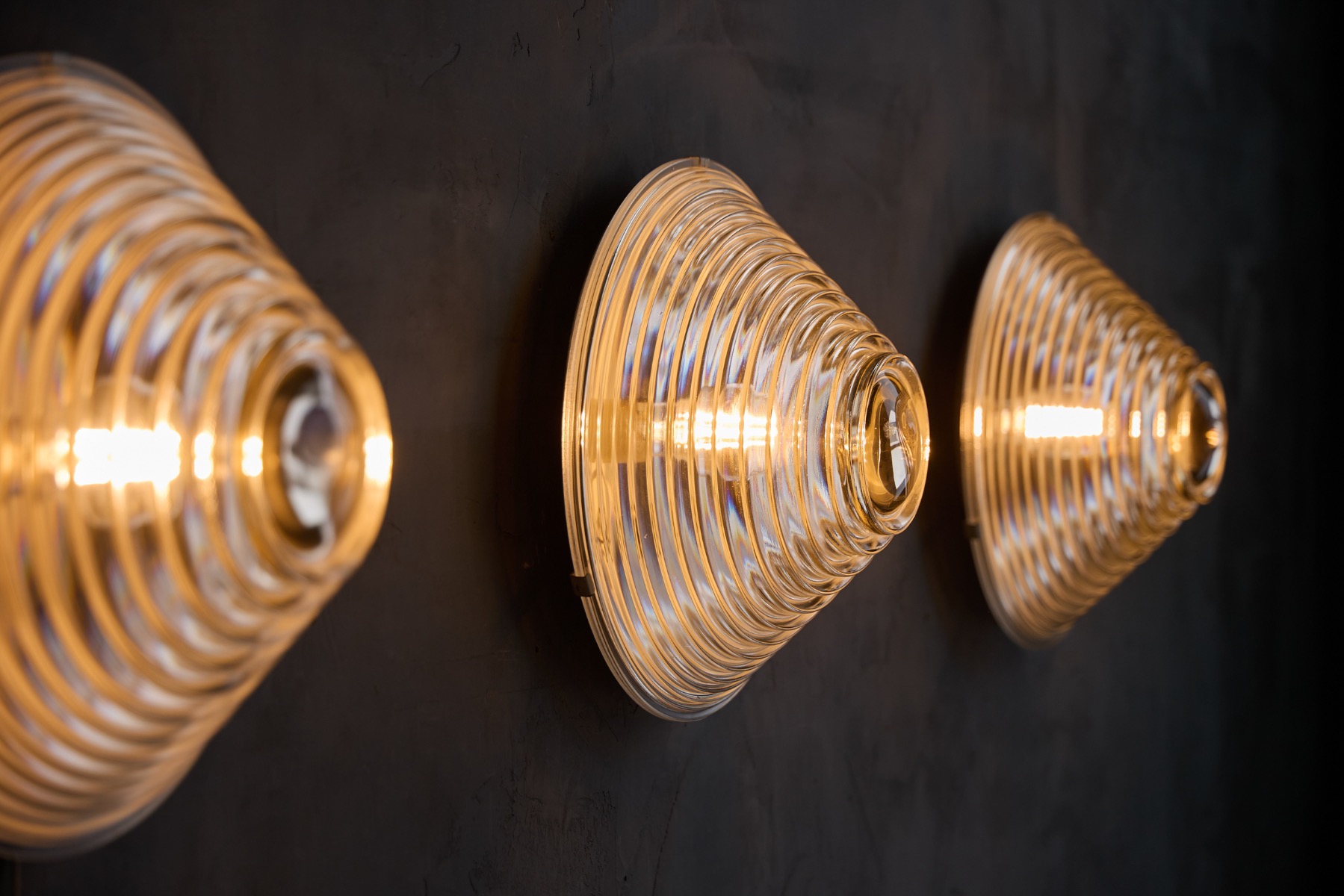 Italian ribbed glass wall lights from the 1960s