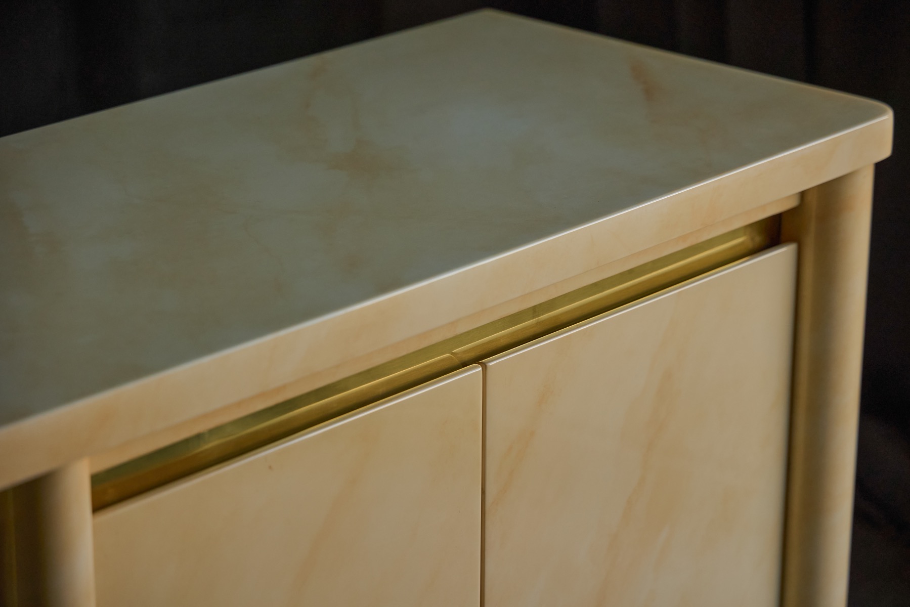 Jean Claude Mahey faux marble sideboard with high gloss lacquer finish