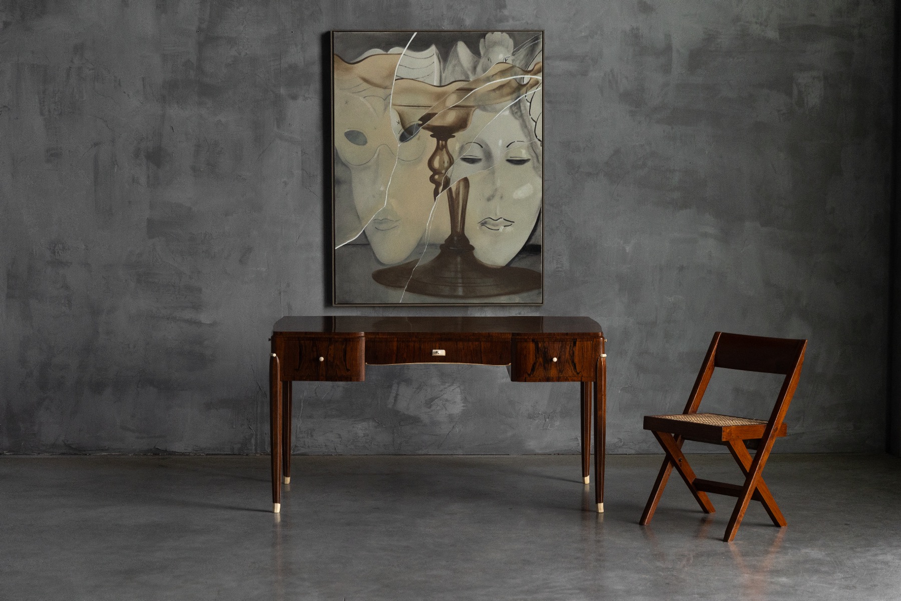Jules Leleu Art Deco desk from France, 1920s