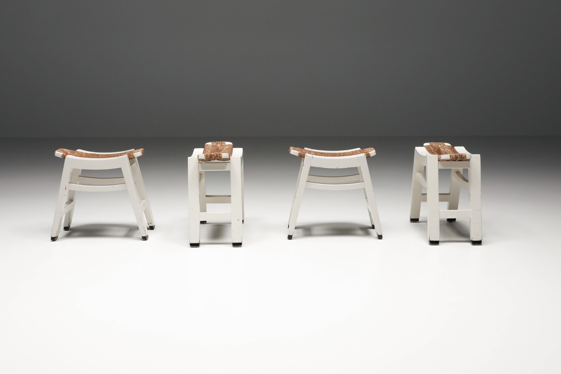 W Kuyper rush style bureau stools from the 1950s design