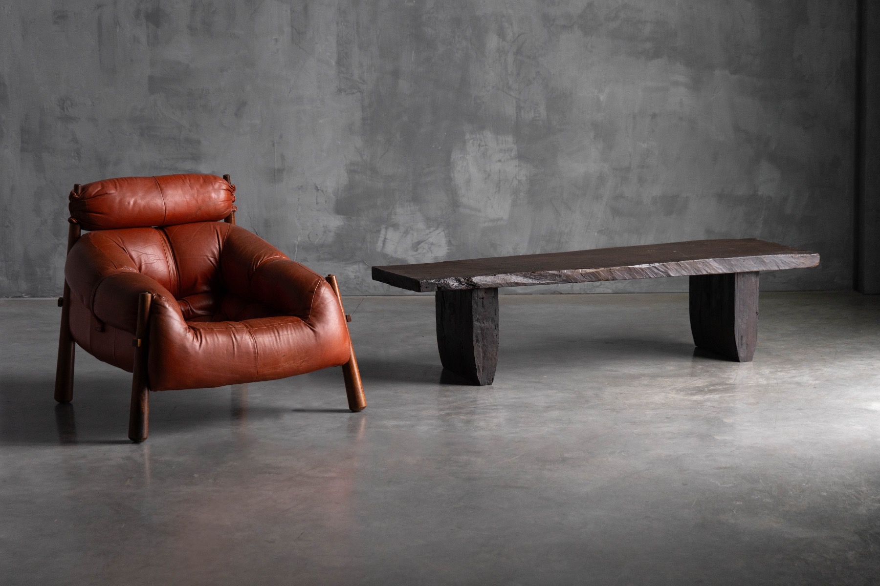Late 18th century rustic coffee table with brutalist character
