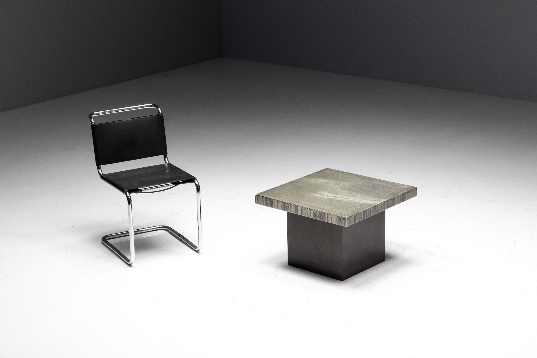 Marc Dhaenens aluminium coffee table from the 1970s design