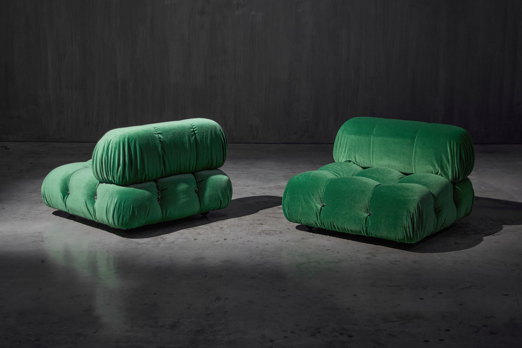 Iconic Camaleonda lounge chair upholstered in green velvet