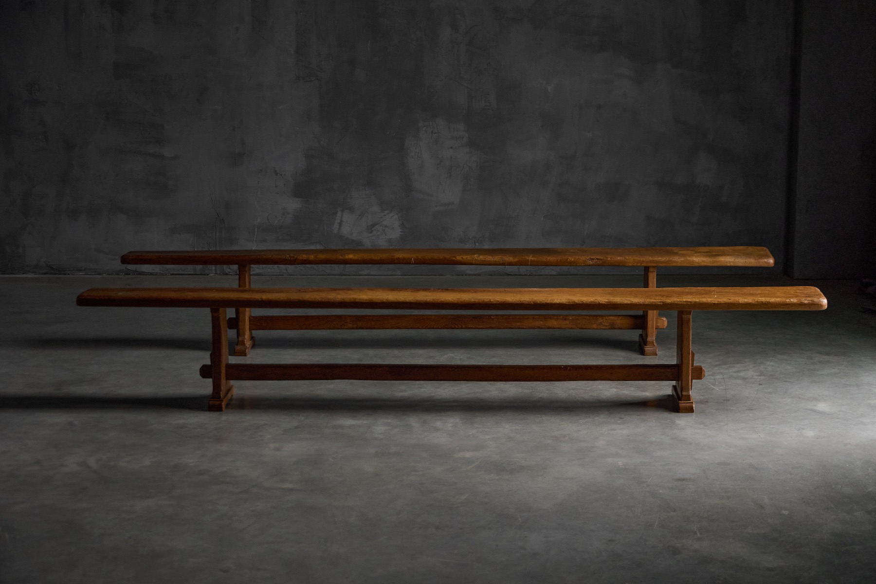 Mid 20th century alpine wooden bench with rustic character