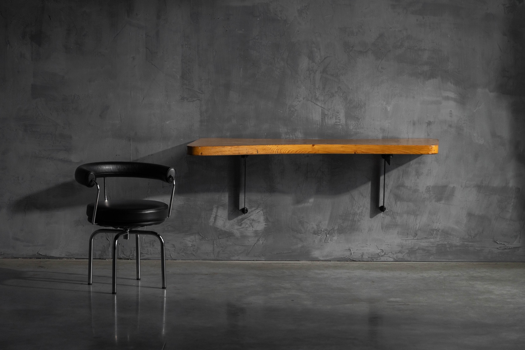 French modernist wood console table by Charlotte Perriand, 1950s