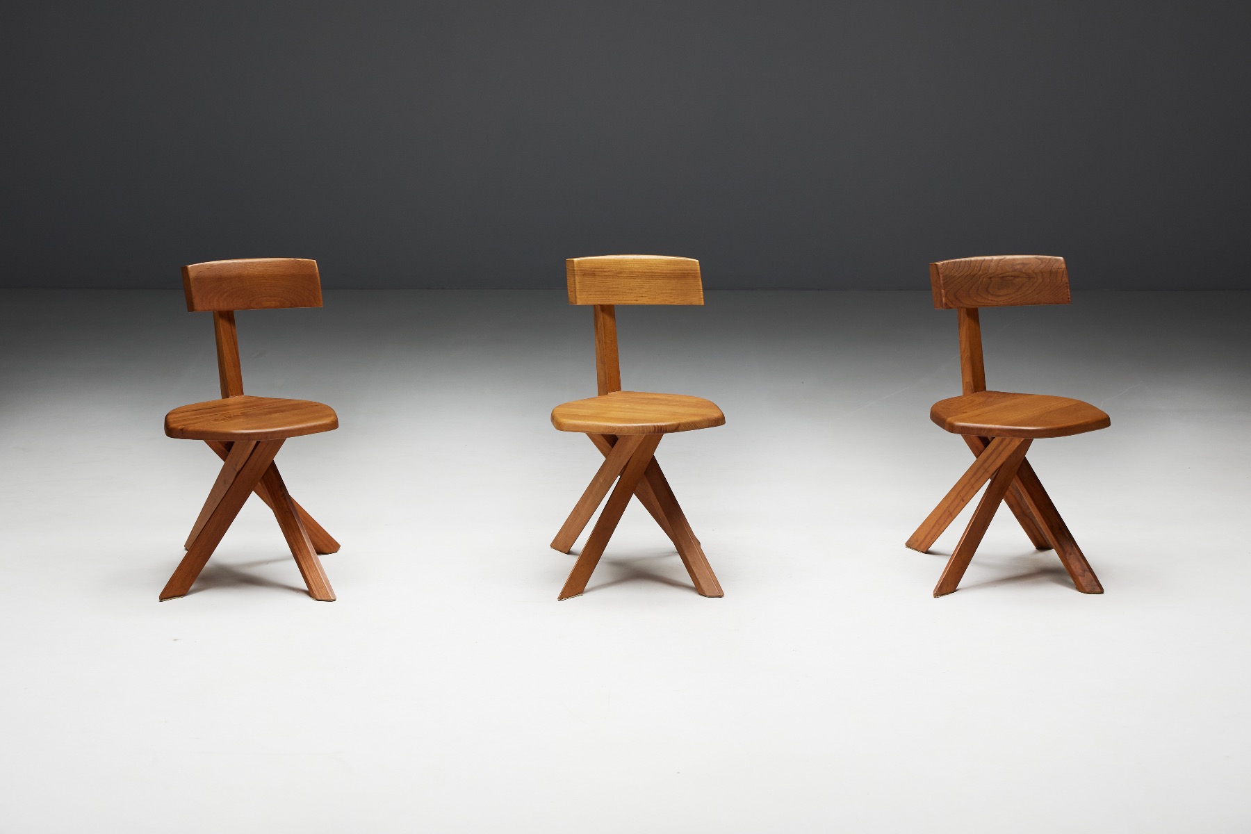 Pierre Chapo S34 dining chairs in solid wood
