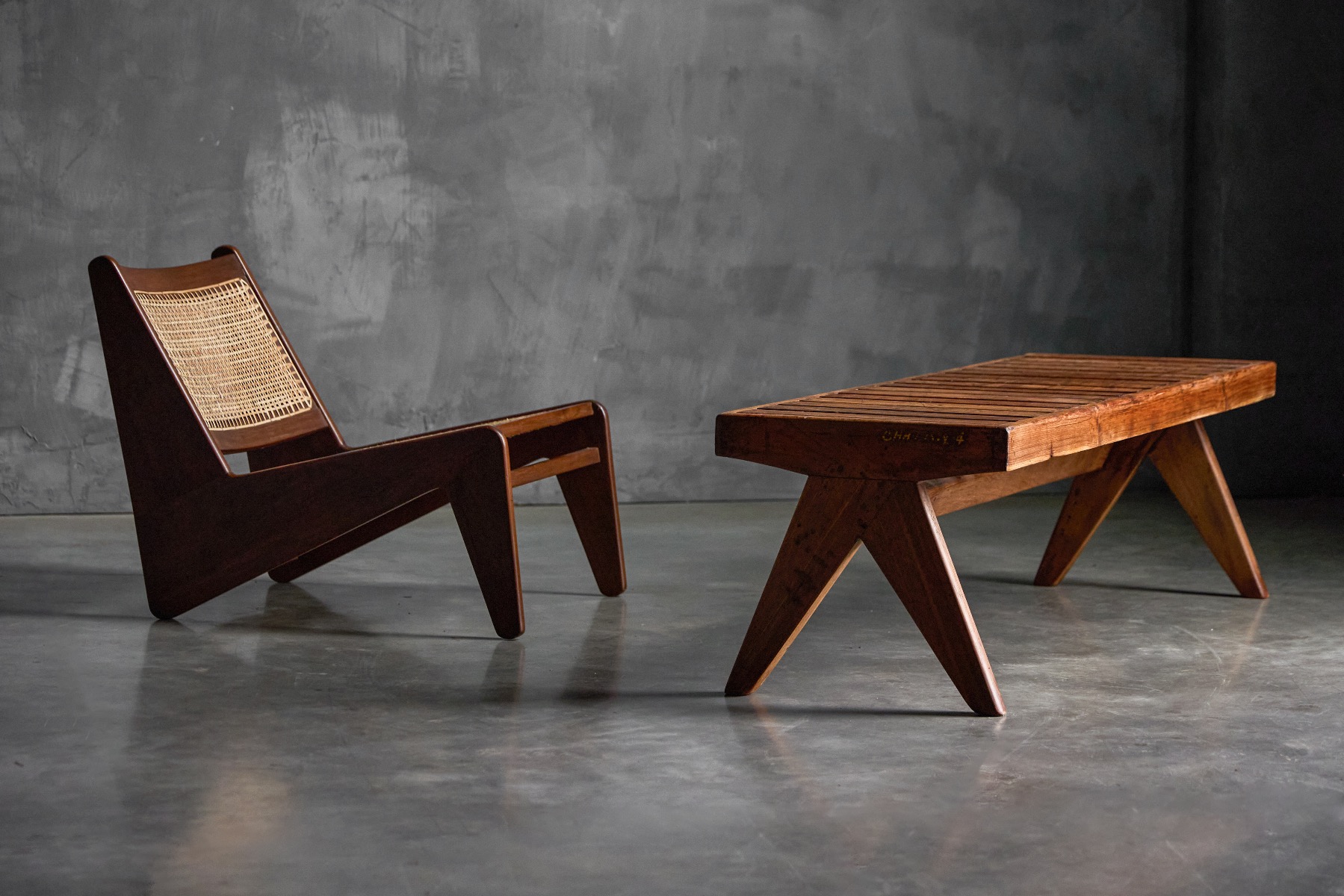 Pierre Jeanneret PJ SI 59 kangaroo chairs from 1955 design