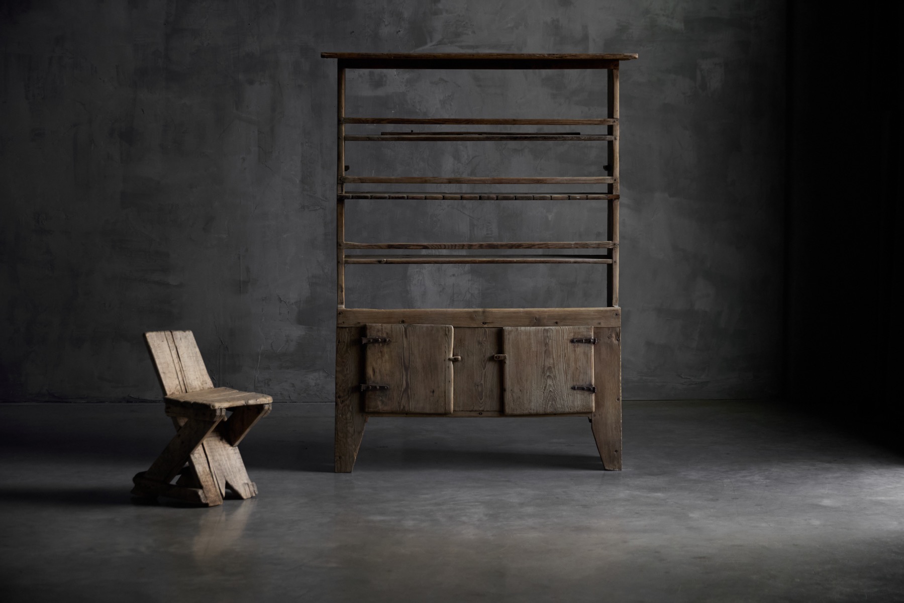 19th century primitive cabinet with simple rustic construction