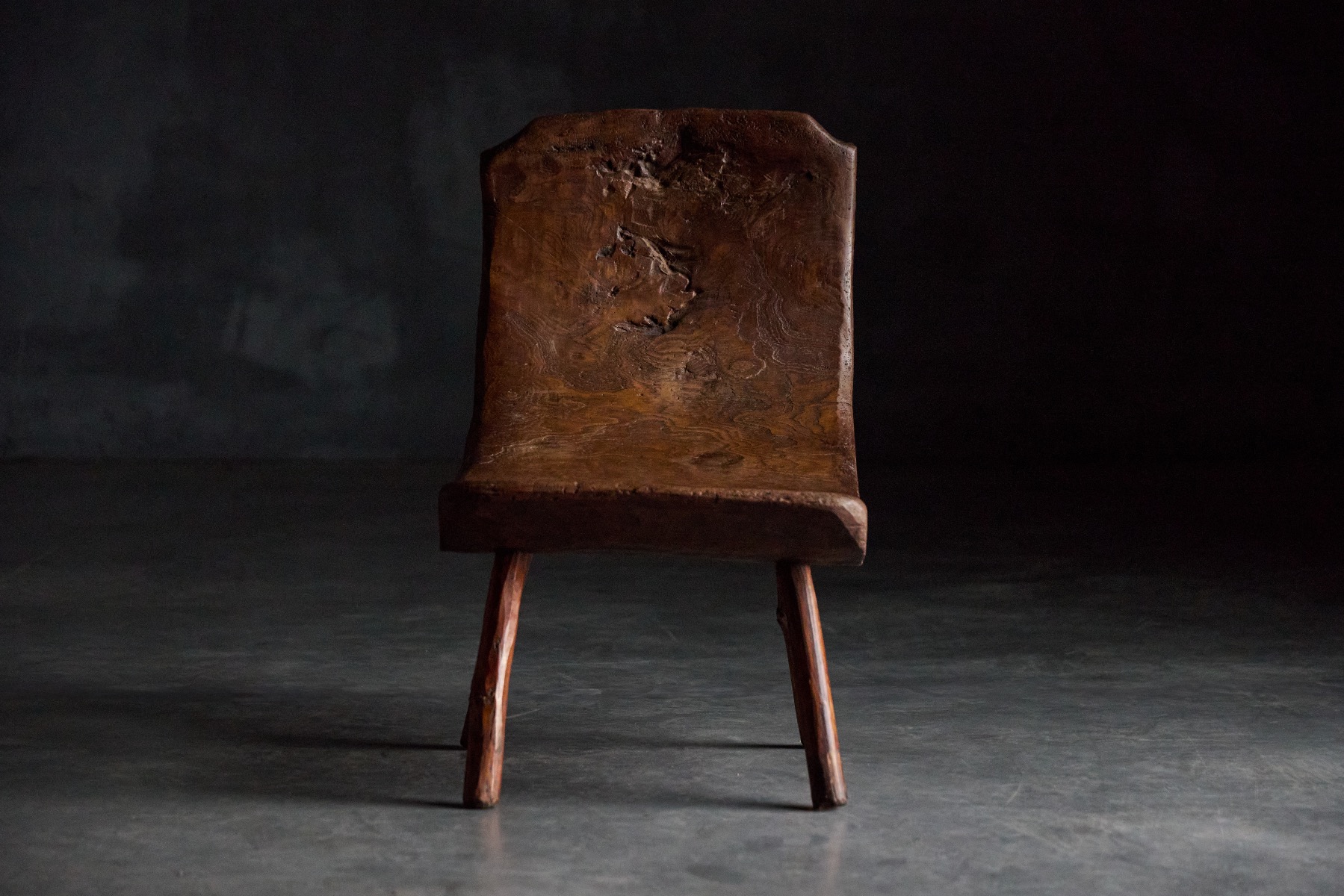 Pyrenean monoxyle wooden stool 1950s