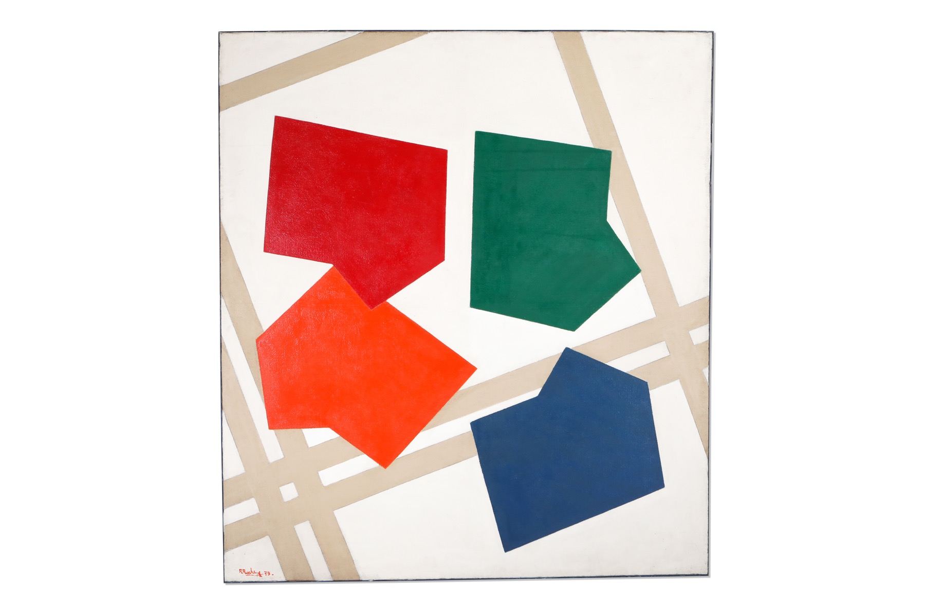 Rene Roche abstract painting on canvas in French contemporary style