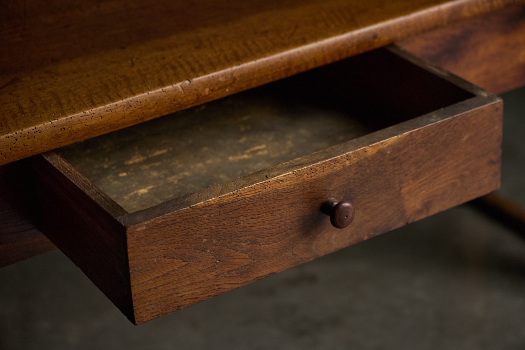 Rustic wooden farmhouse dining table dating to the 19th century