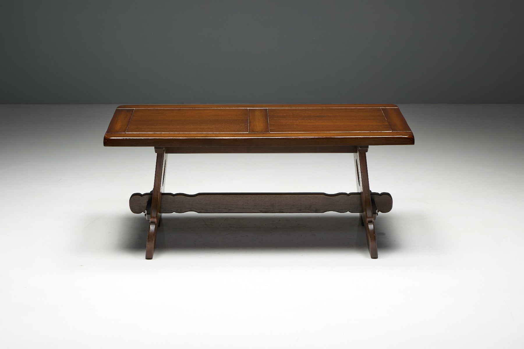 1970s stained oak Alpine dining table