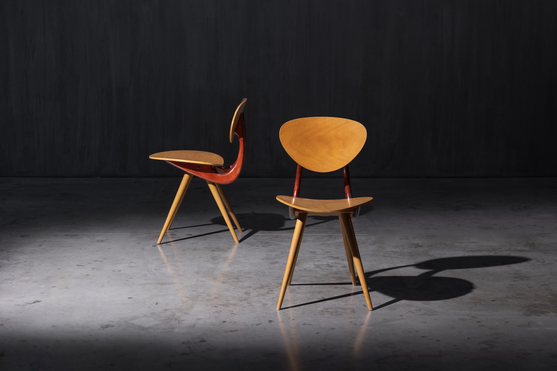 Vintage 1950s Stella chairs with sculptural modernist form