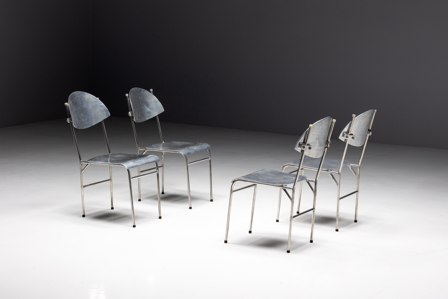 Vintage aluminum chairs in postmodern design