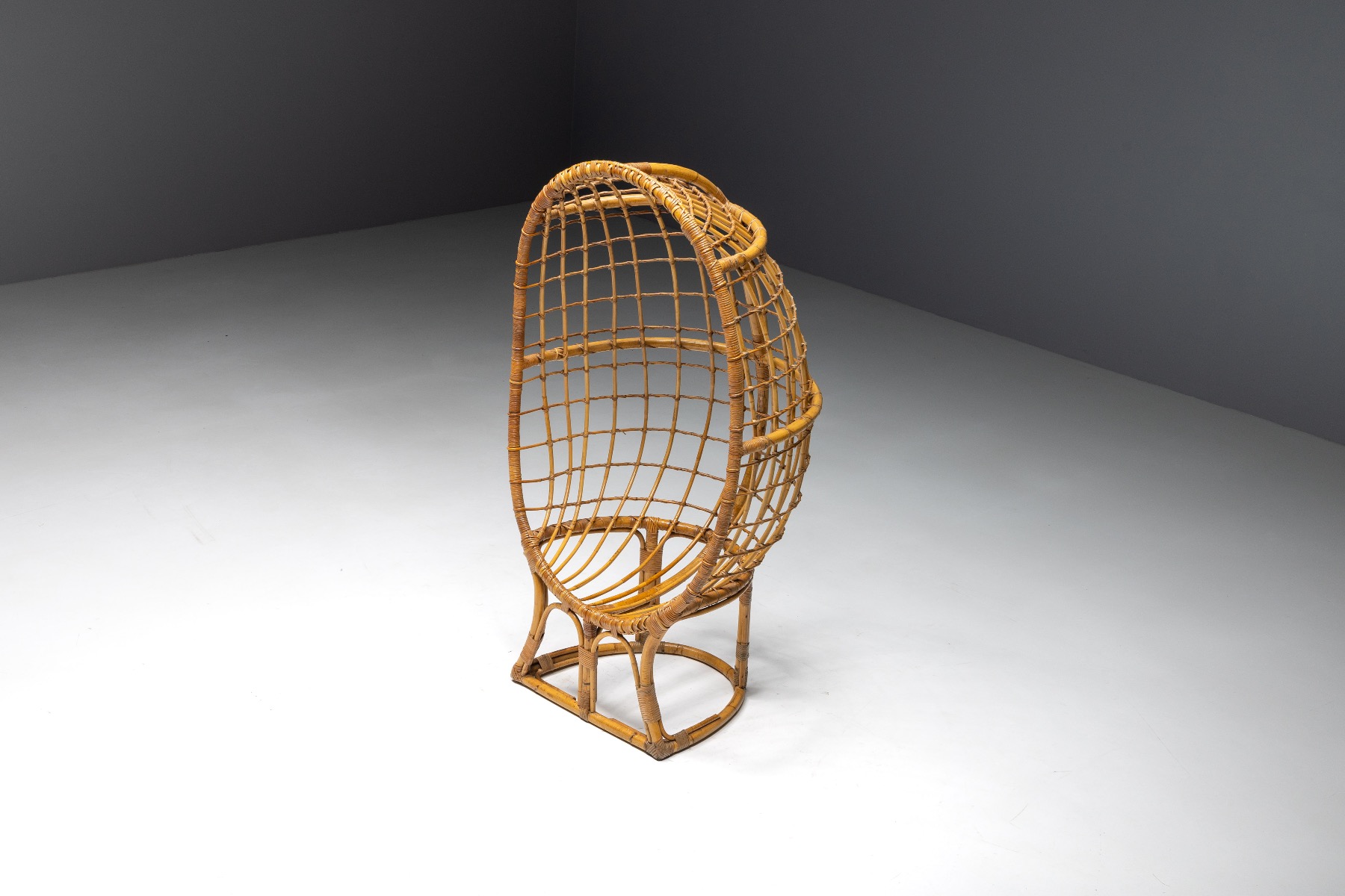 Vintage bamboo egg shaped lounge chair