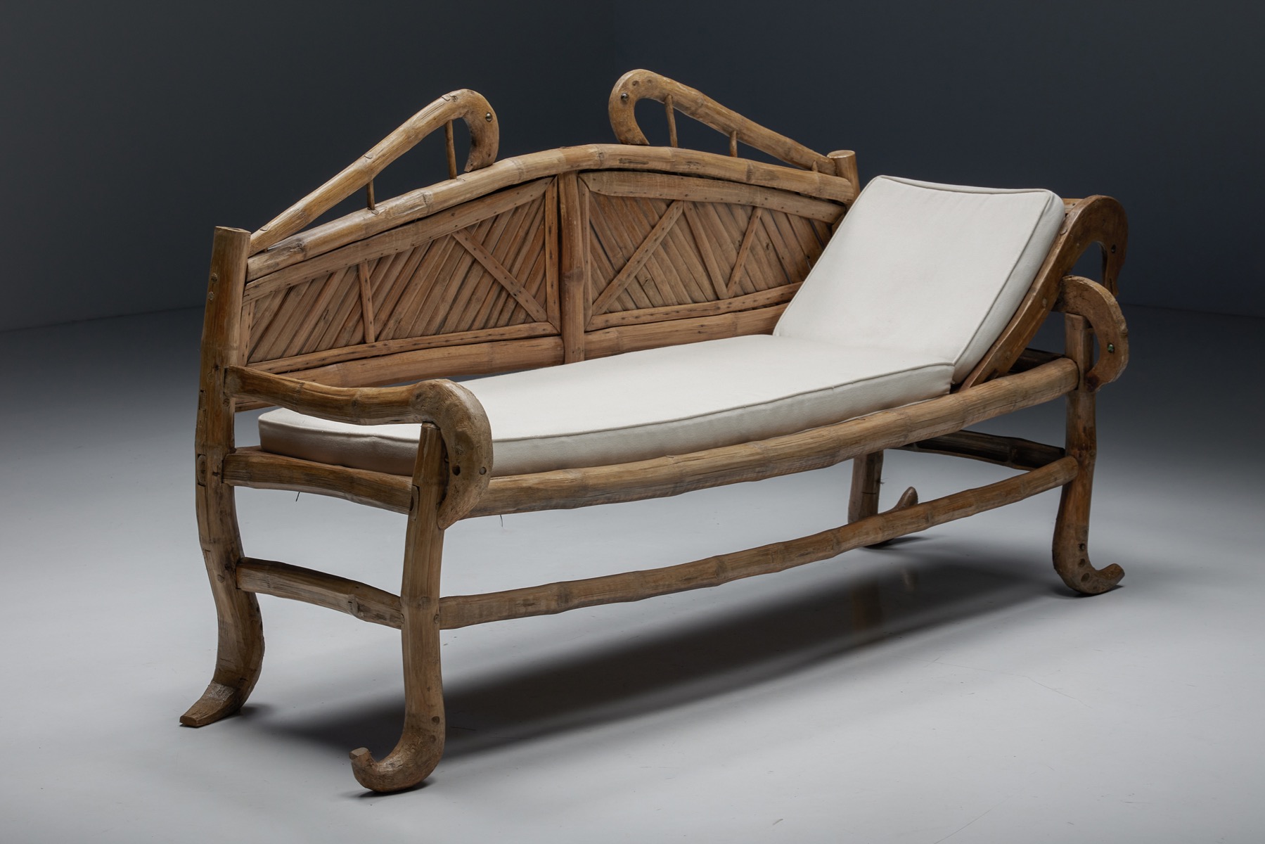 Vintage bamboo sofa bed in oriental style