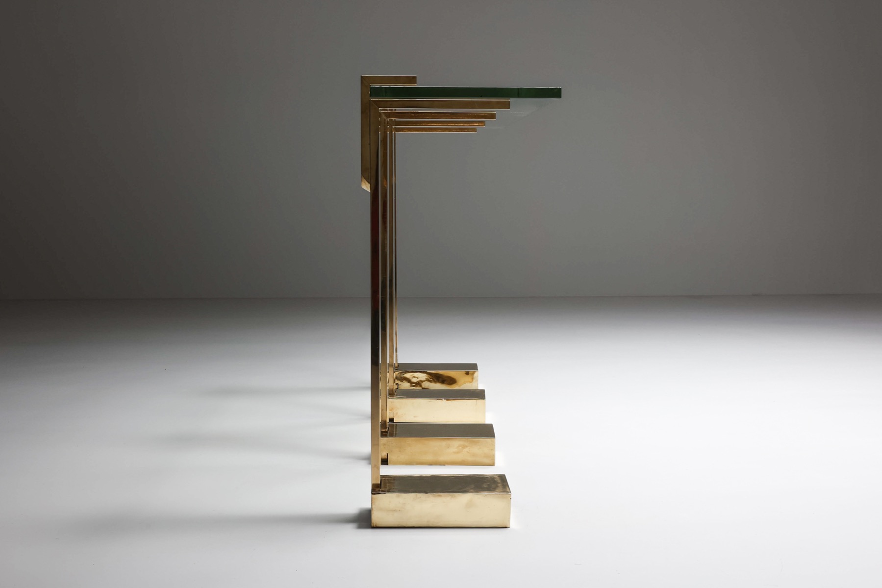 Vintage brass side table in Hollywood Regency style from the 1970s