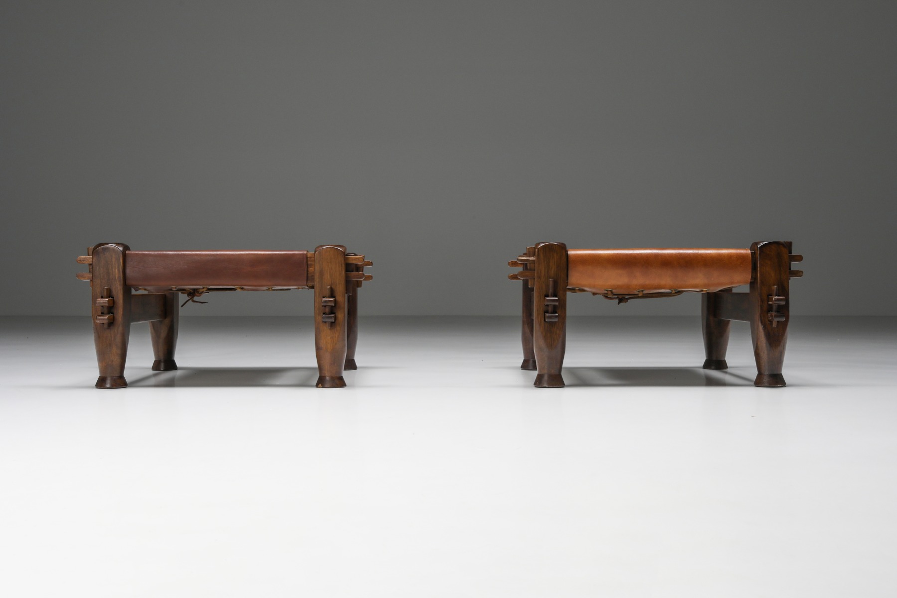 Vintage Brazilian brutalist stools from the 1960s design