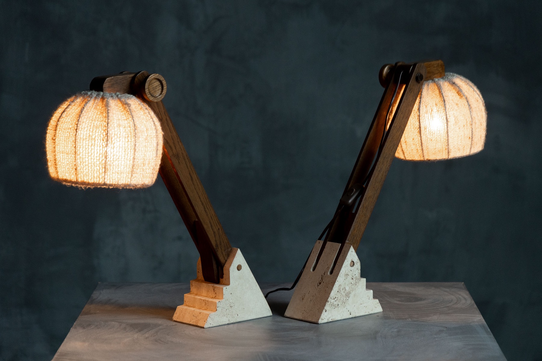 Vintage 1960s brutalist table lamp with sculptural base
