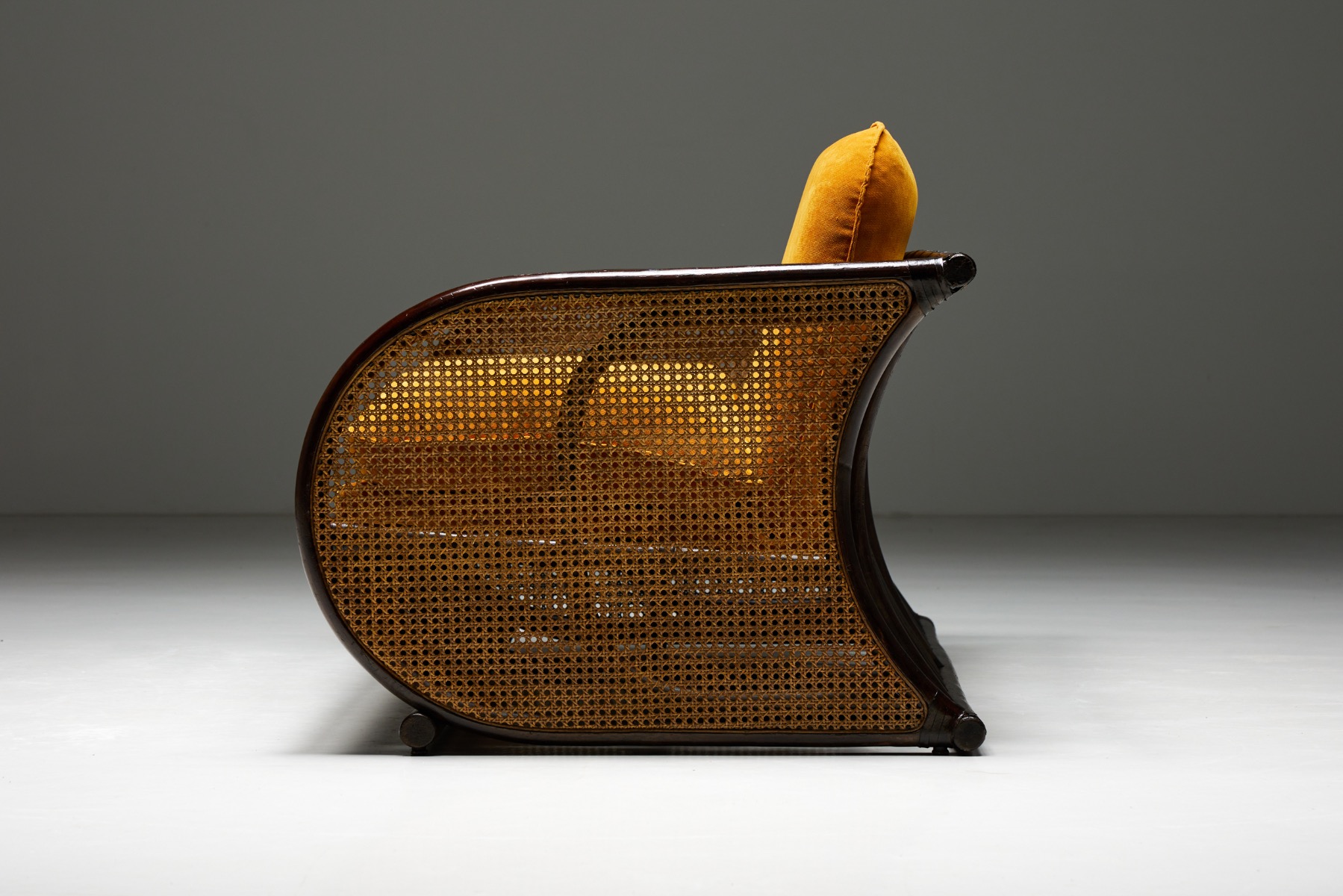 Vintage Italian bamboo bench from the 1970s design