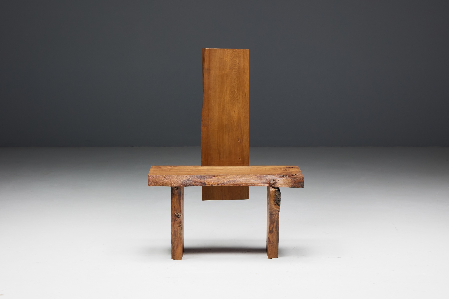 Vintage monoxylite chair in brutalist design