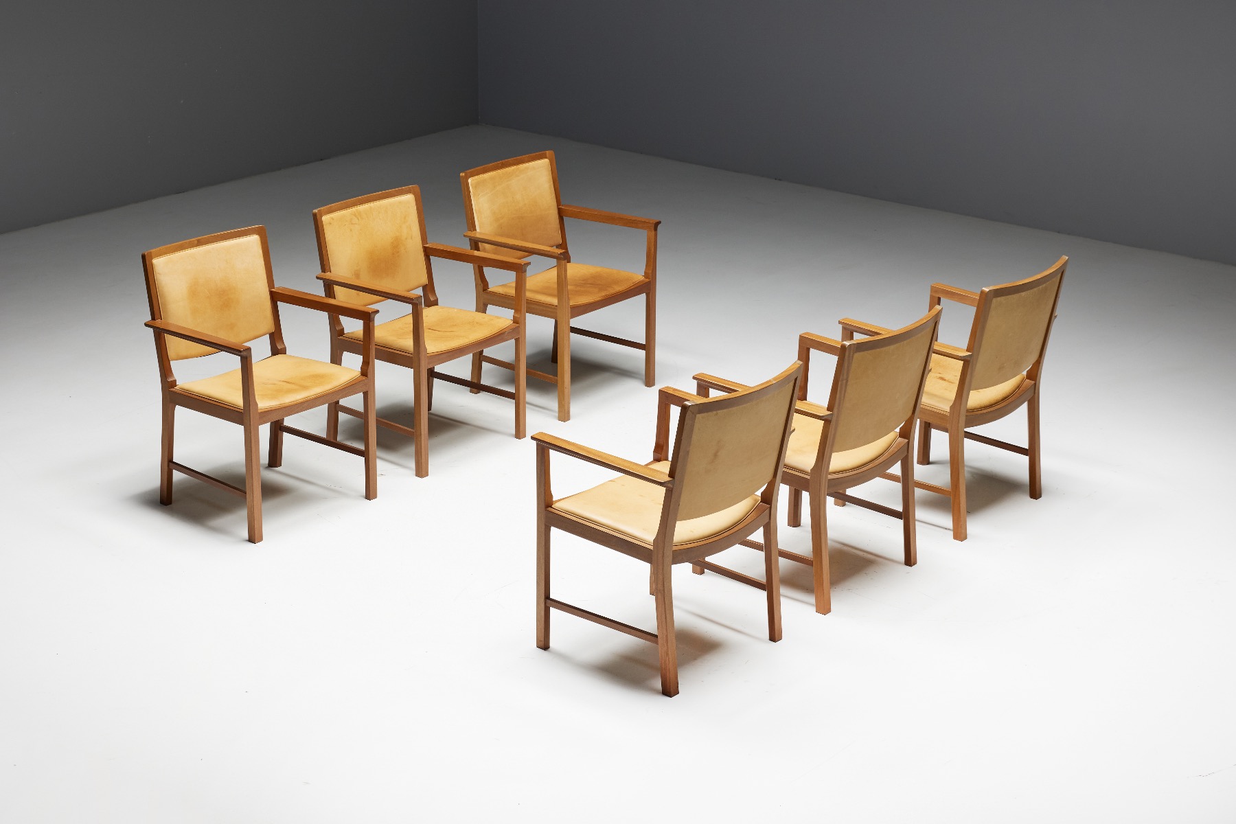 Vintage Scandinavian leather meeting chairs