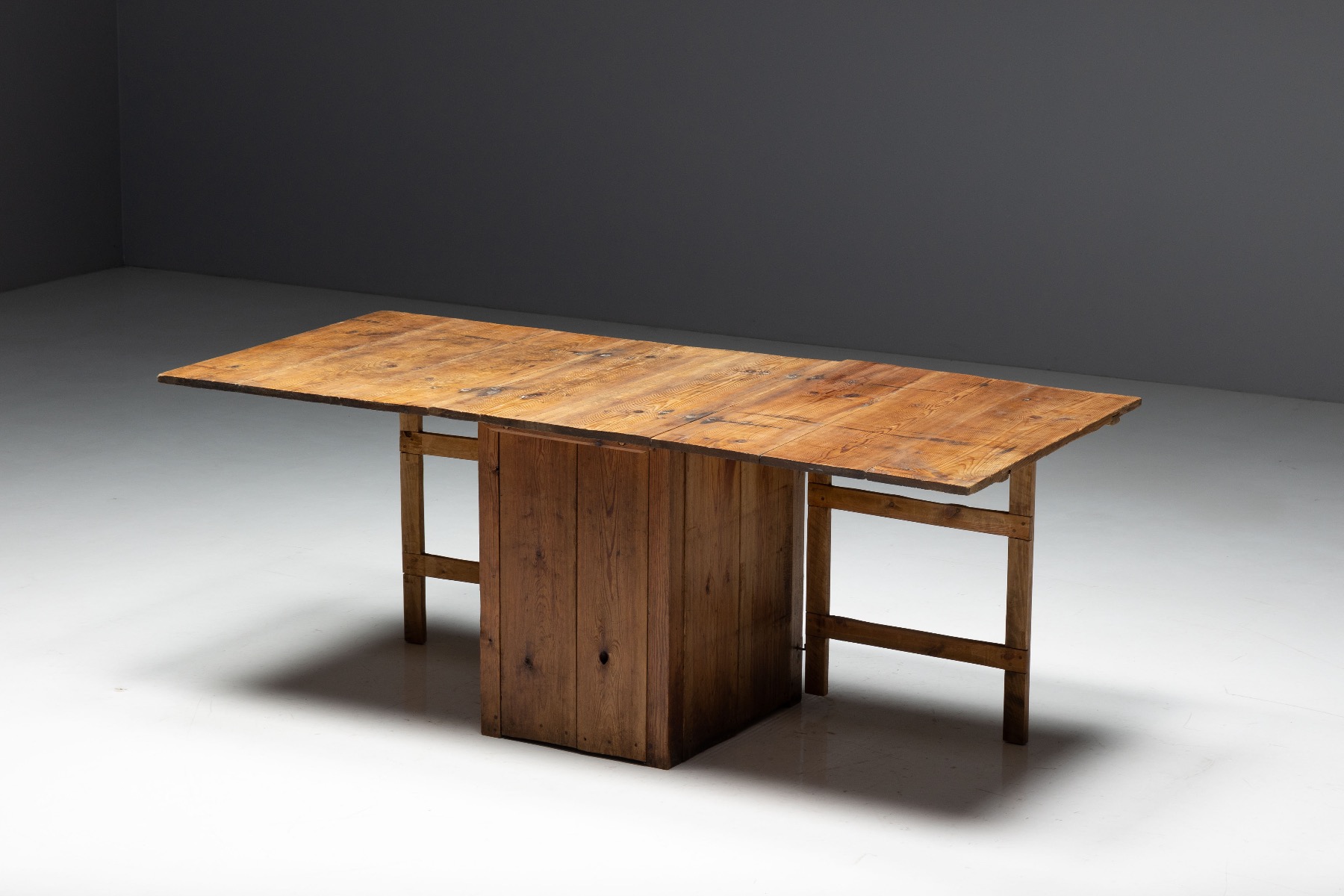 Drop leaf worktable showing honest use and patina
