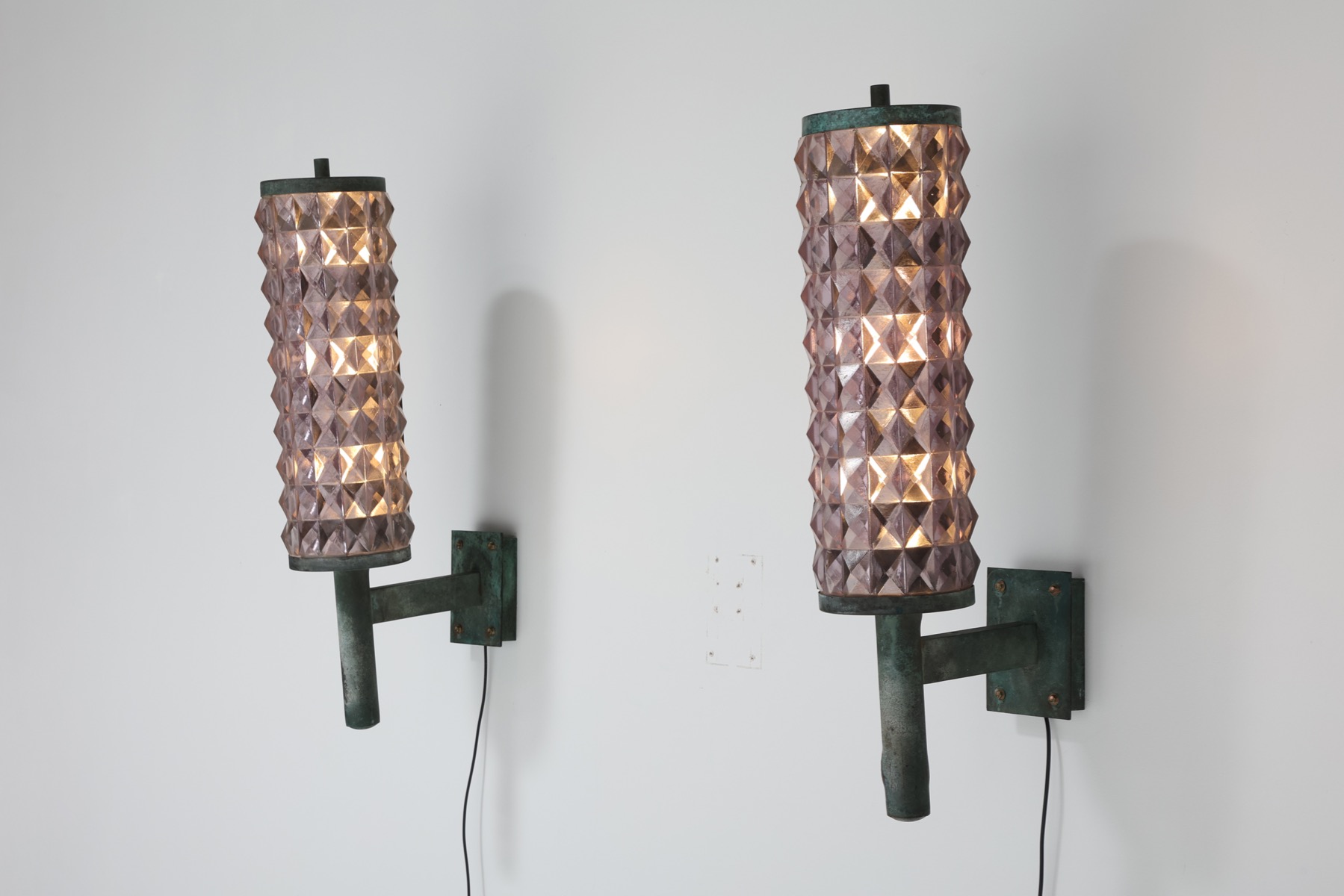 1930s art deco wall lights in iron and glass