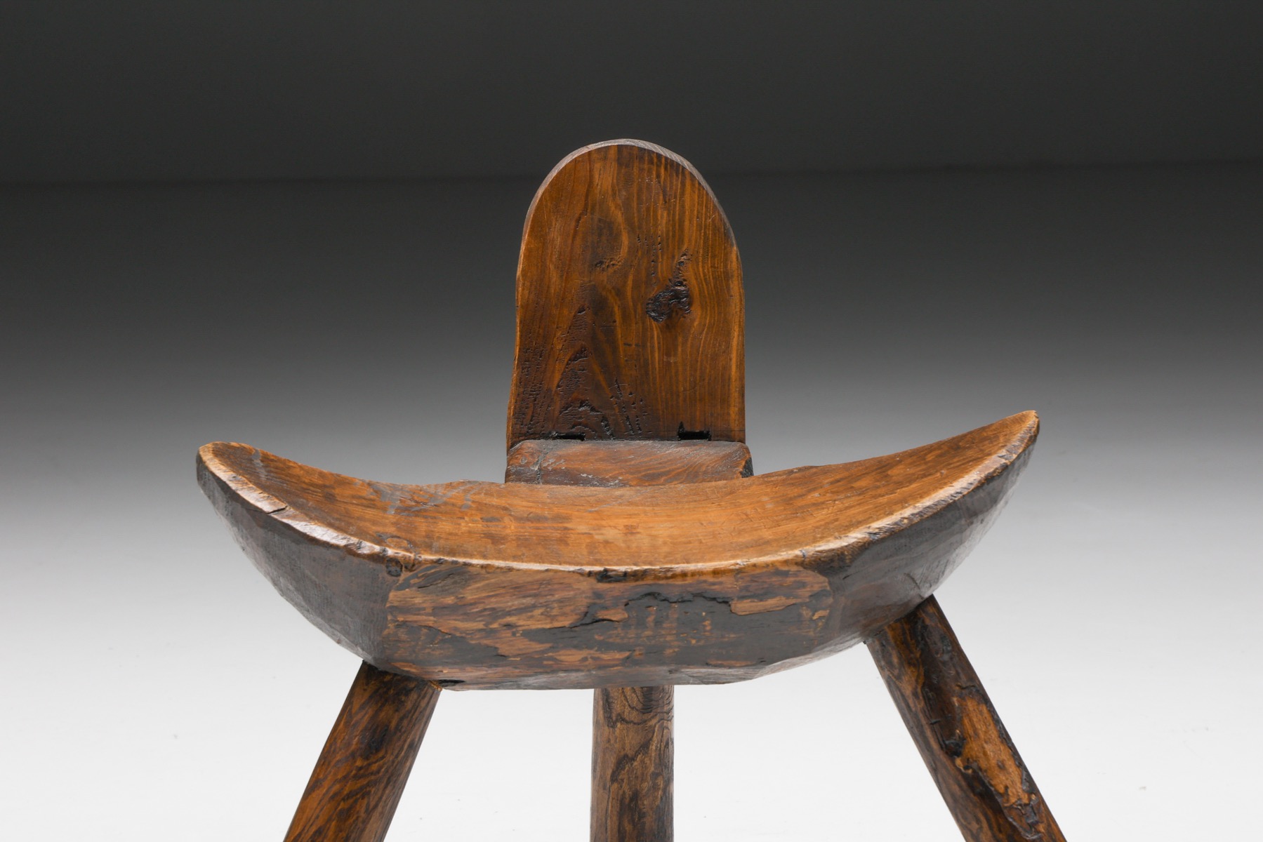1940s rustic tripod stool in wooden design