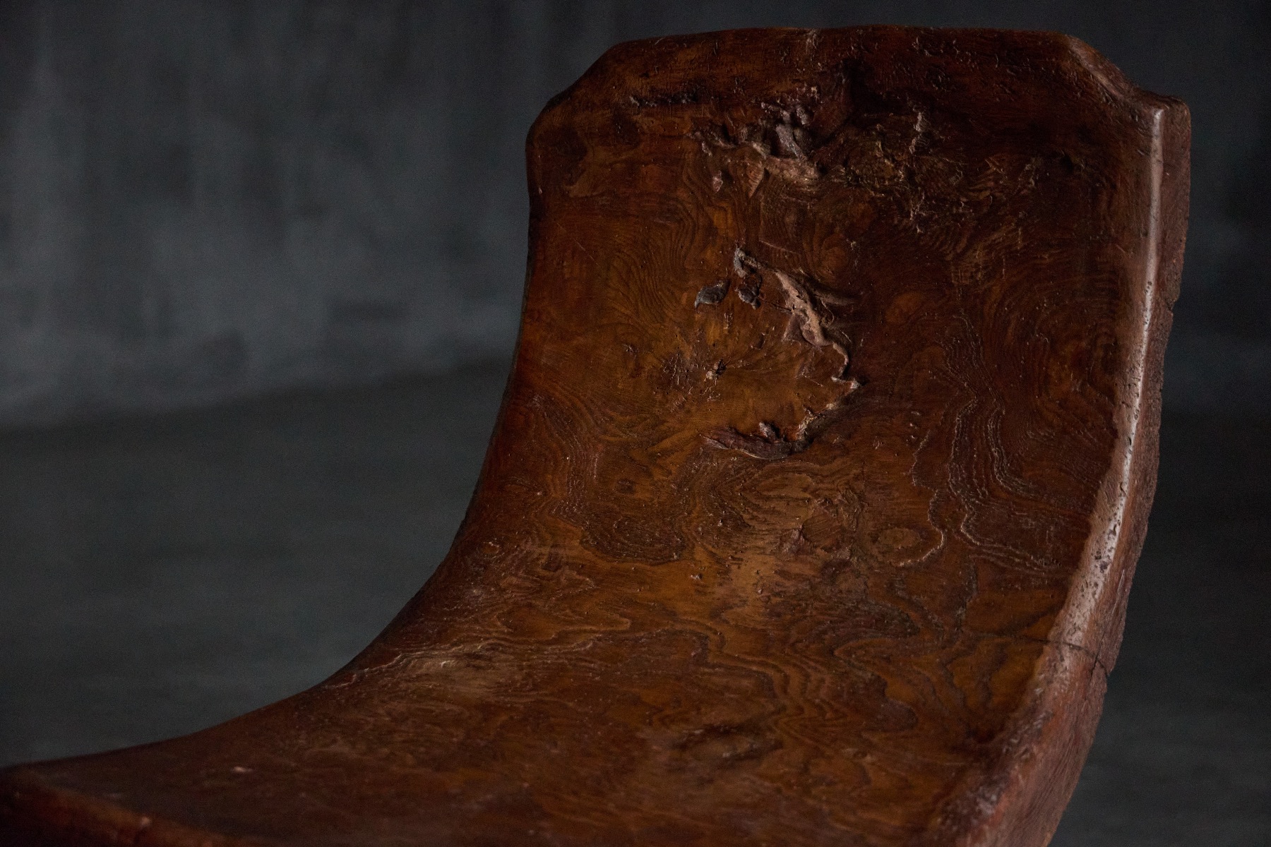 1950s solid wood brutalist stool