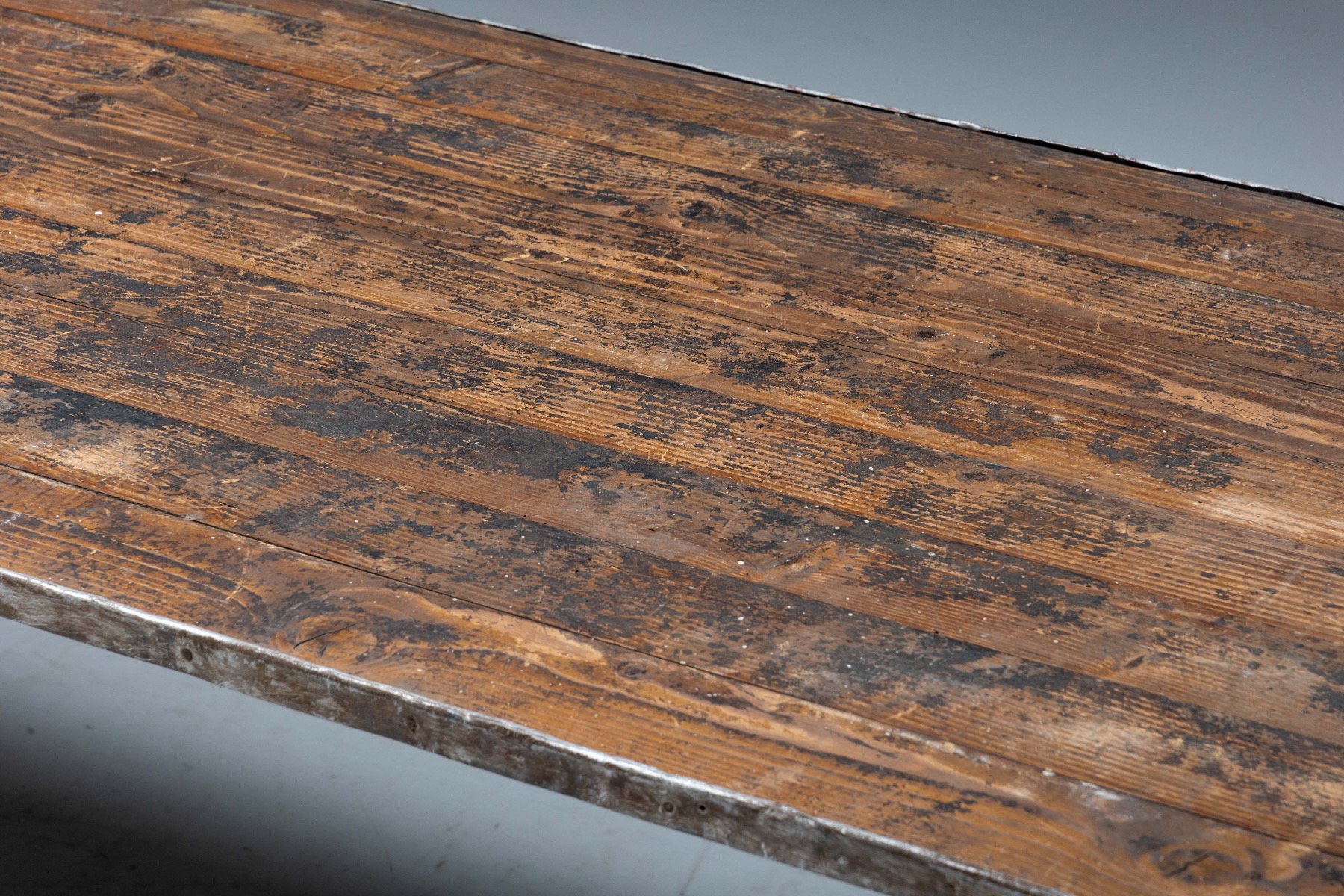 1950s industrial dining table in wood and metal