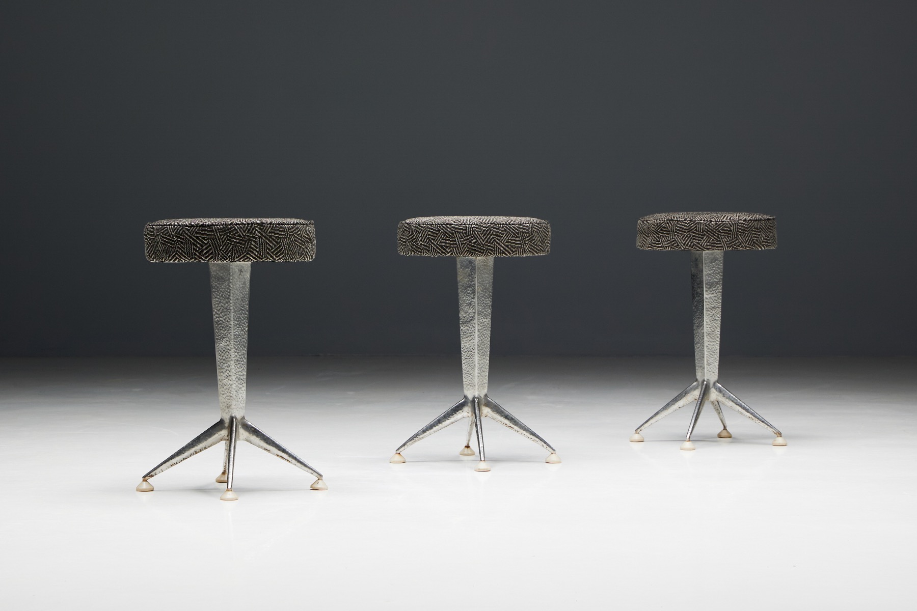 1950s metal bar stools in art deco design