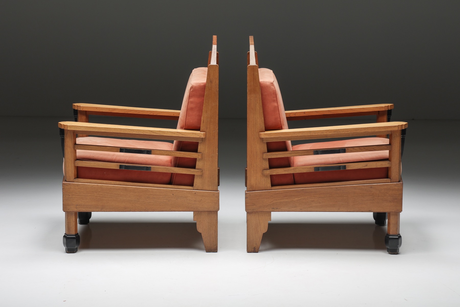 1960s art deco club chairs from Europe