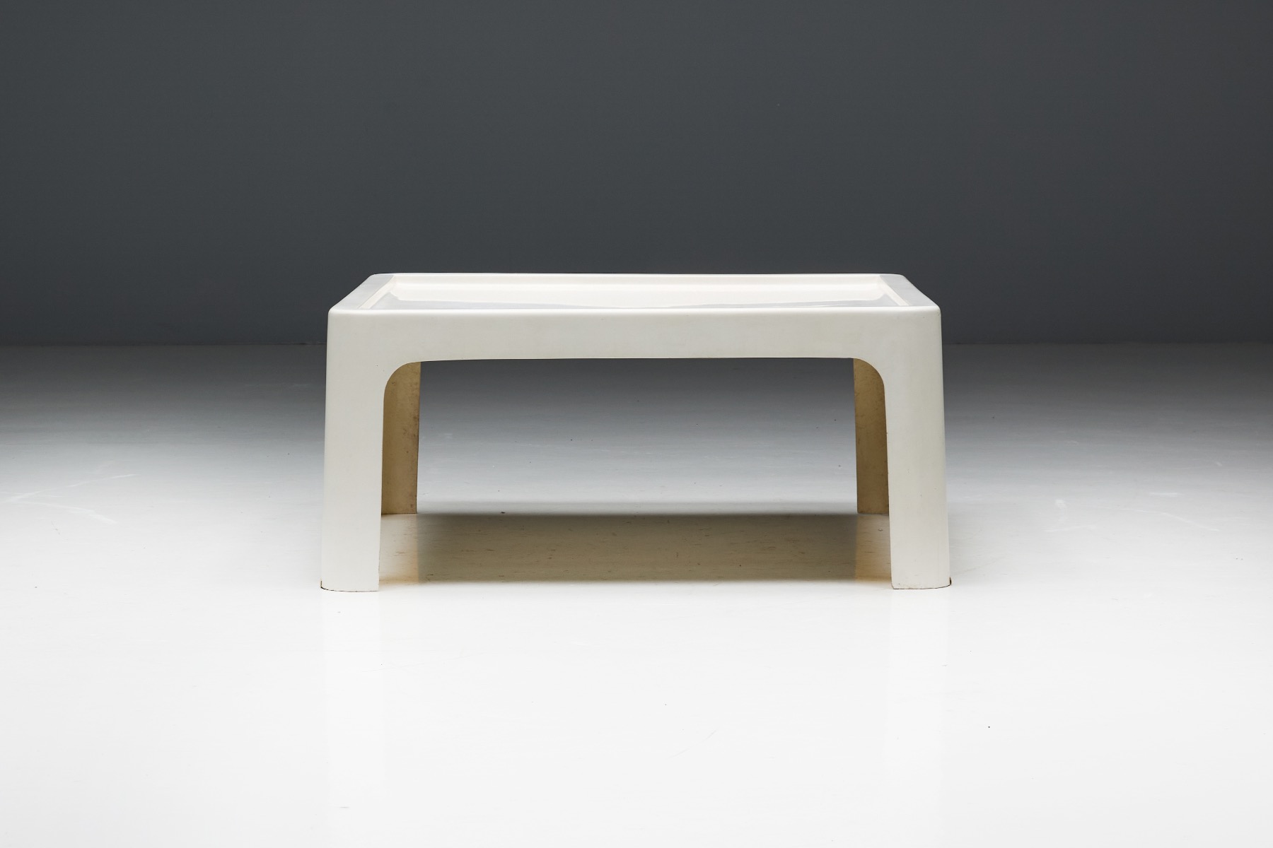 Sculptural fiberglass coffee table designed by Carlo Bartoli