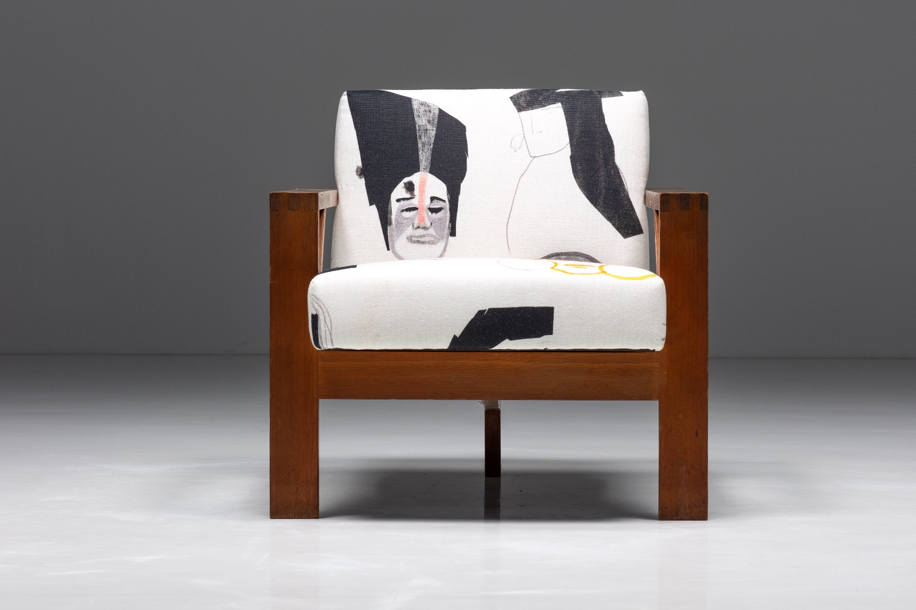 1960s modernist chair in Dutch design with fabric