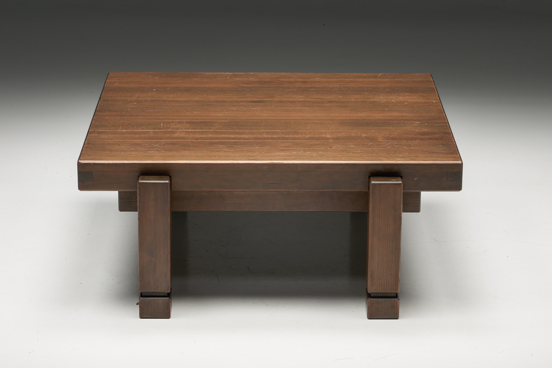 1960s square wooden coffee table in French design