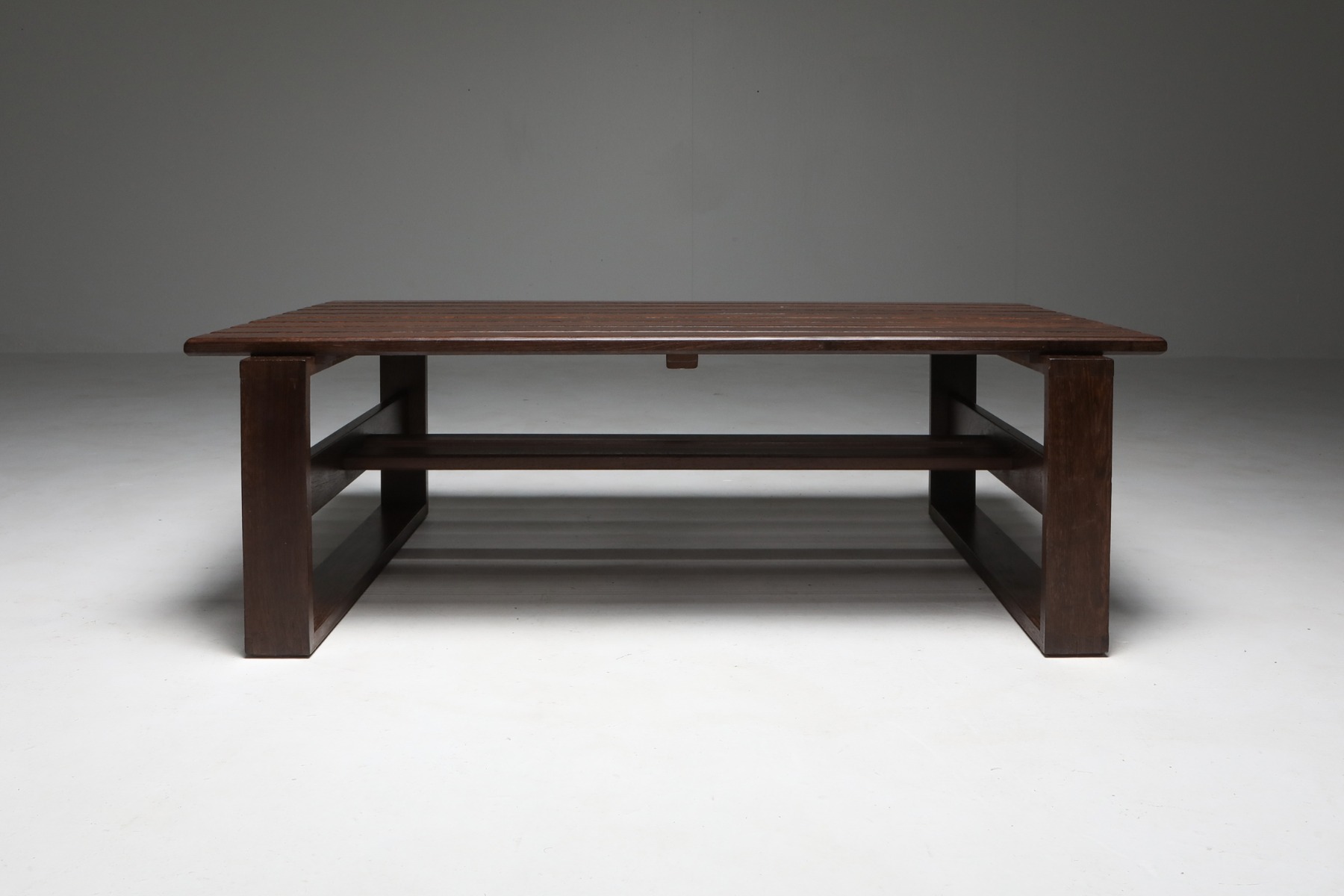 1960s wenge slatted coffee table or bench