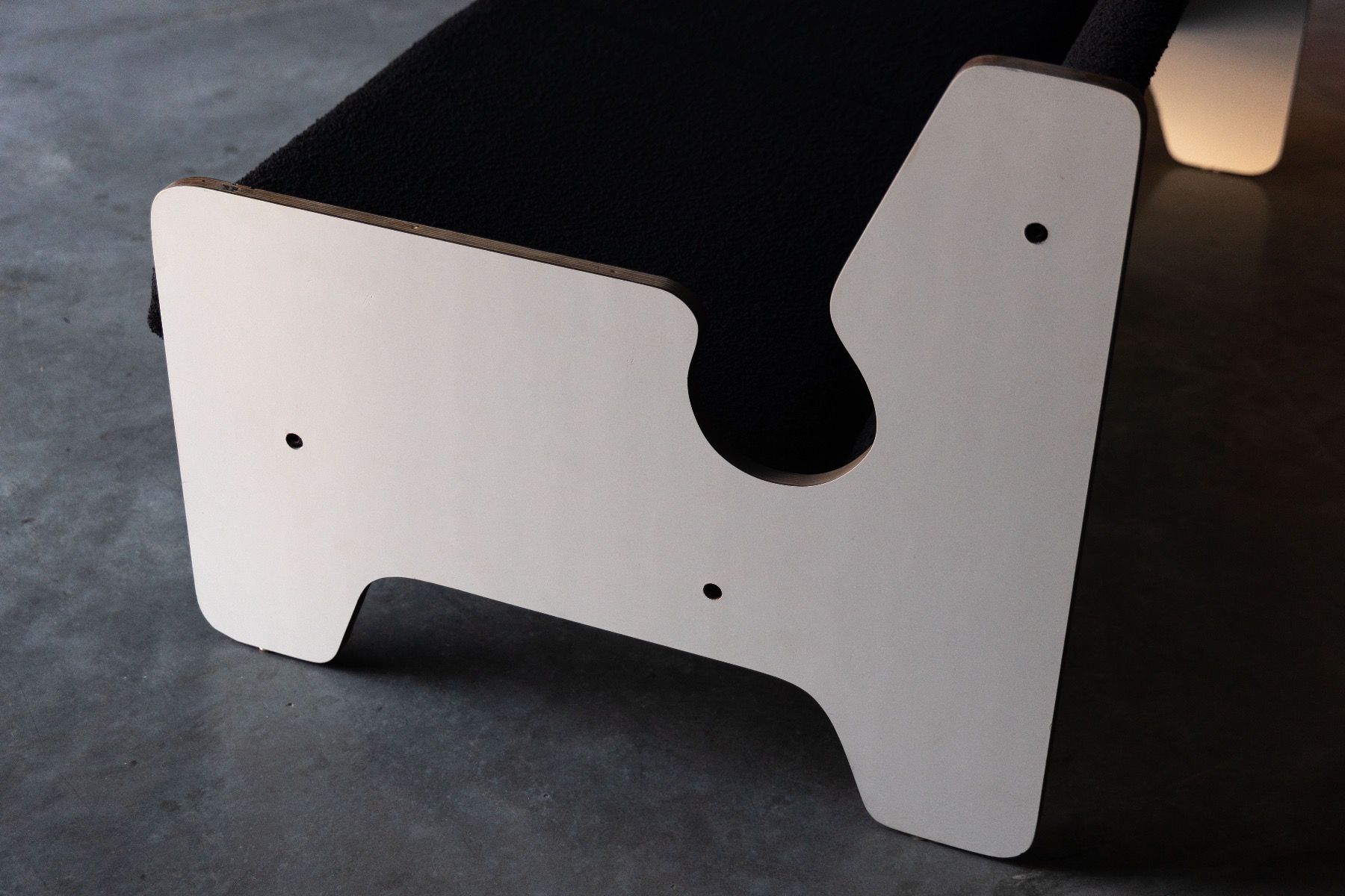 1970s black and white lounge chair in postmodern style