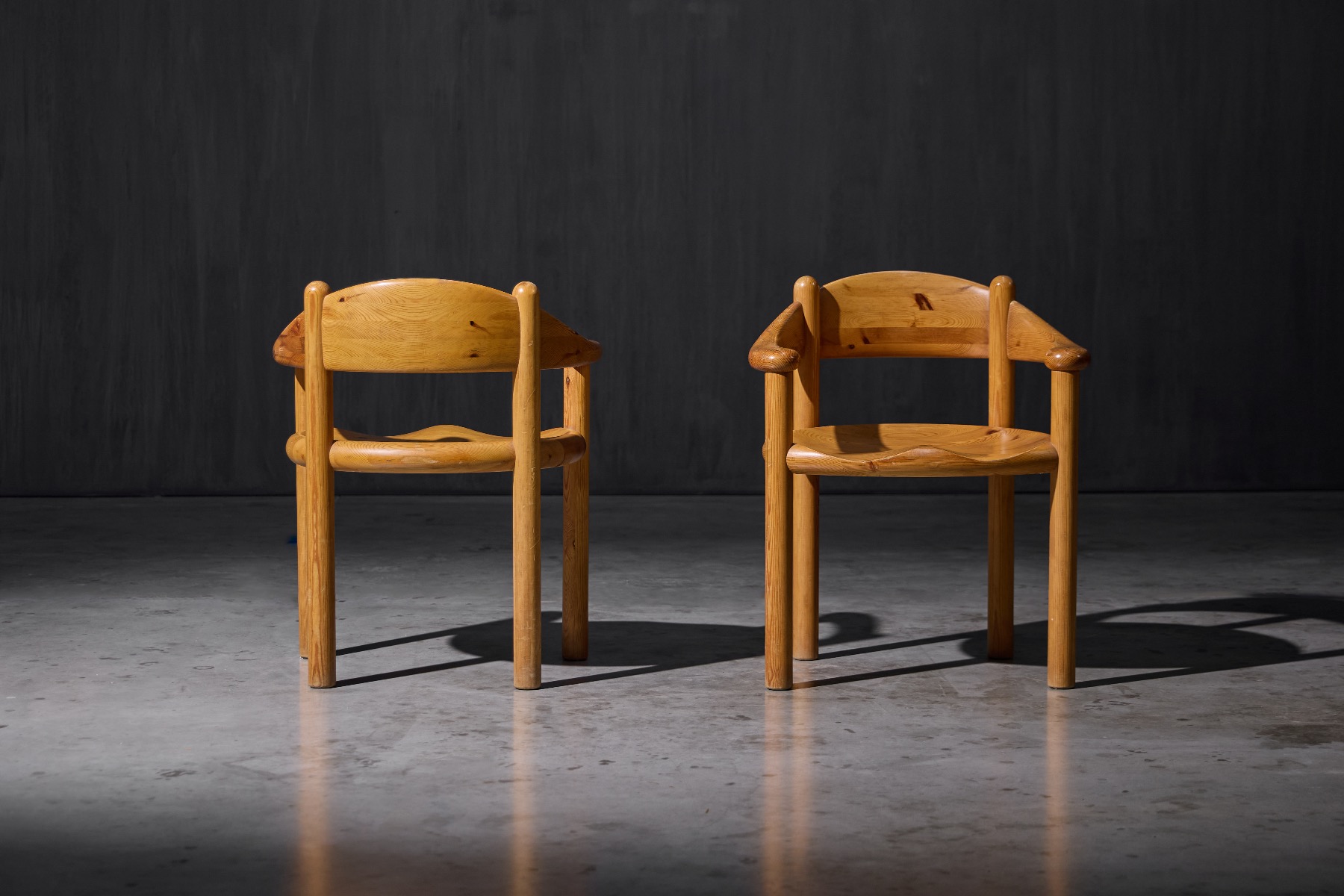 Solid pine dining armchairs with organic Scandinavian form