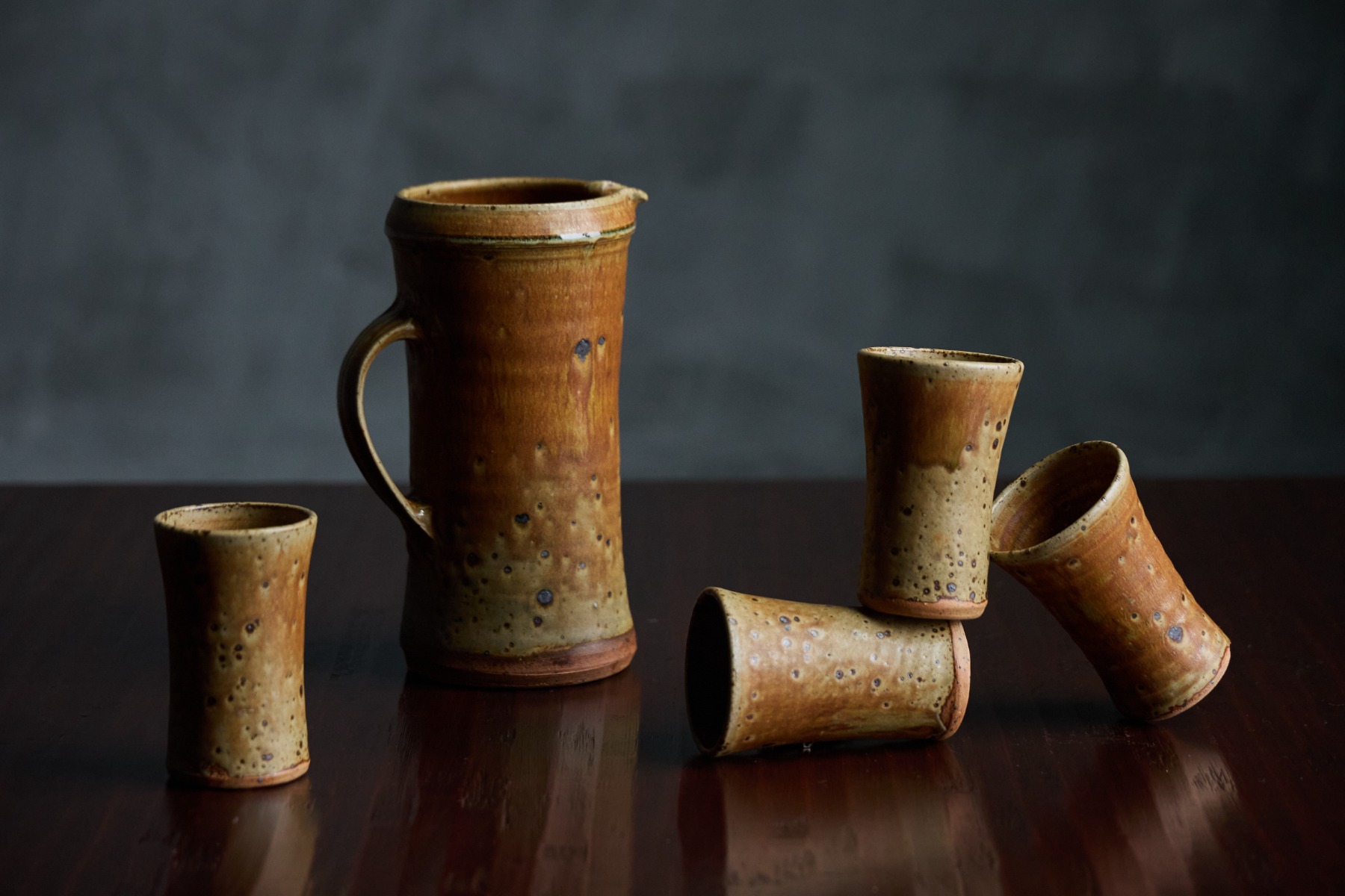 1970s ceramic goblets by Gustave Tiffoche