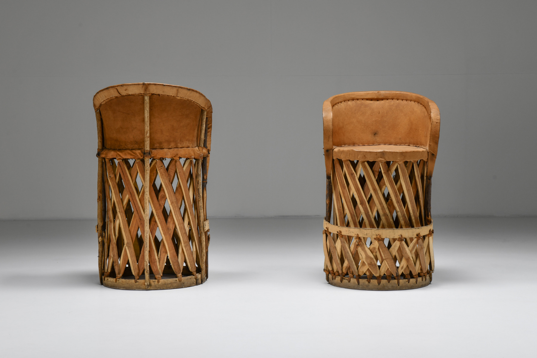 1970s Mexican bar stools in handcrafted wood