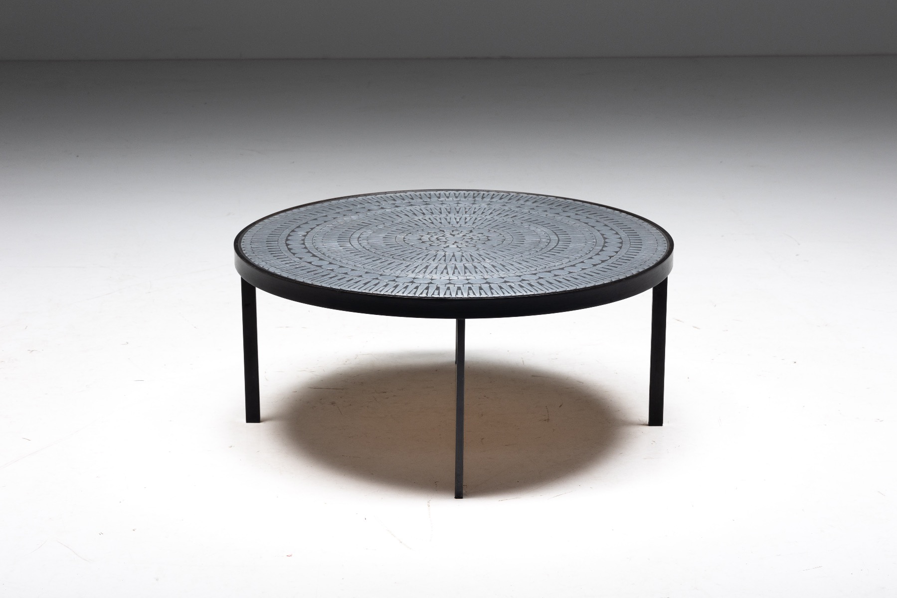 1970s mosaic coffee table in brutalist style