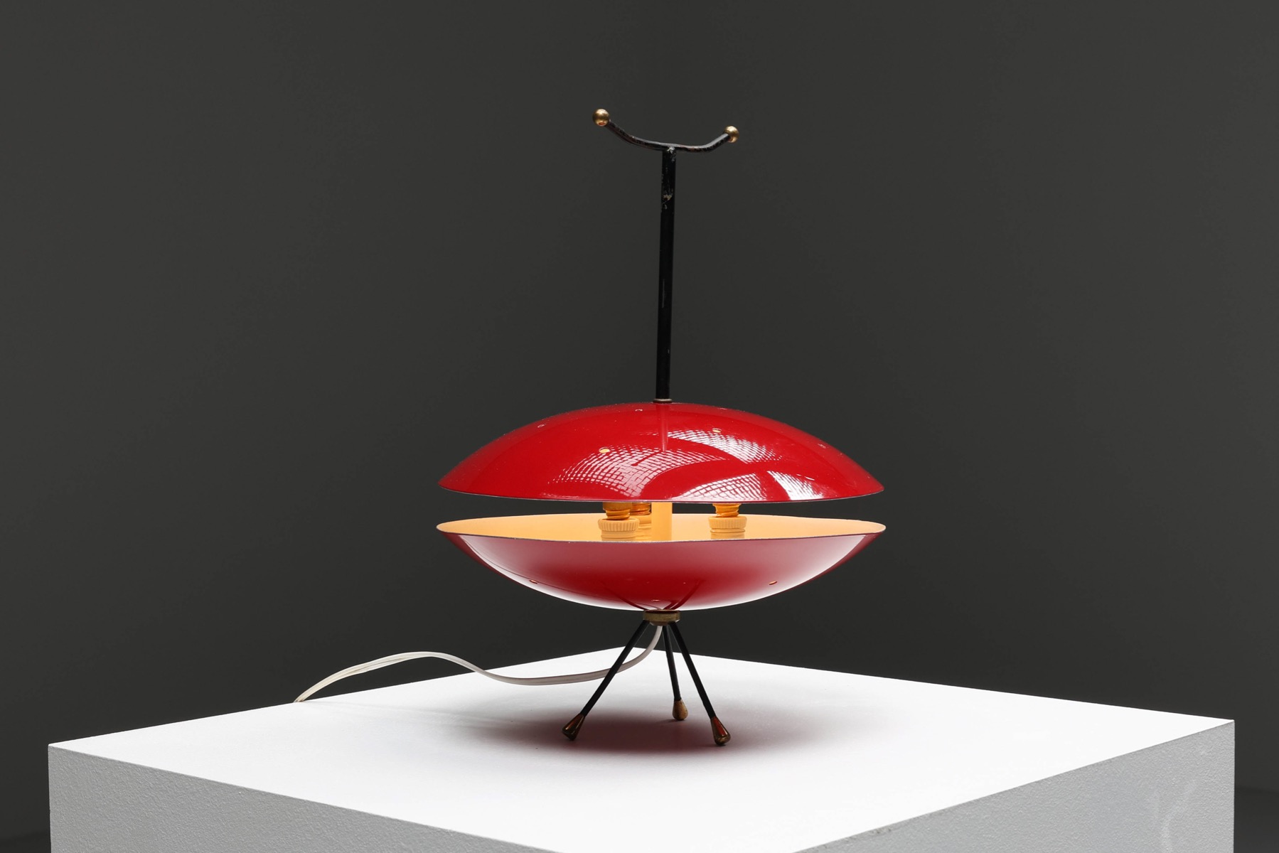 1970s space age table lamp in red and black