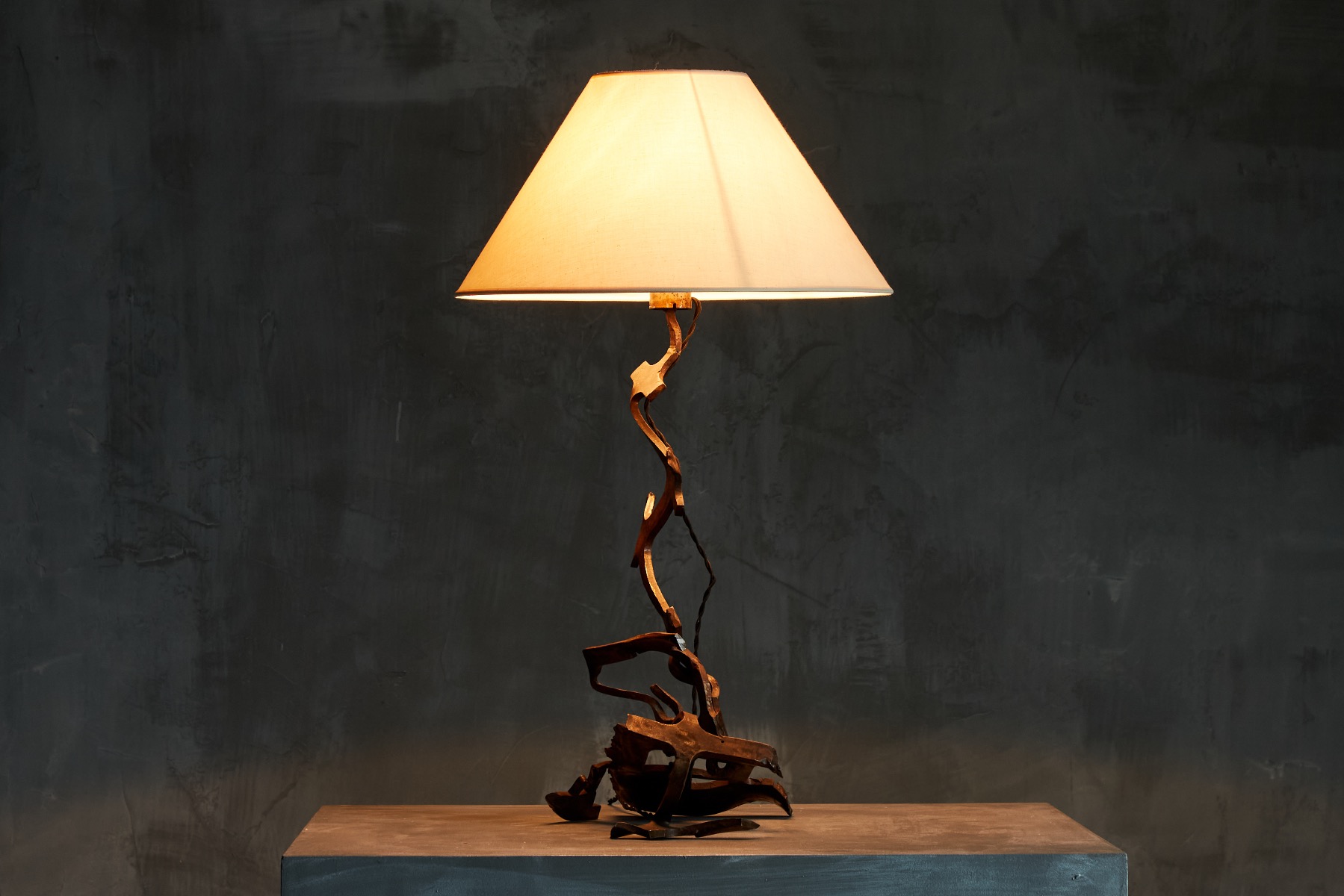 1980s metal table lamp in iron style