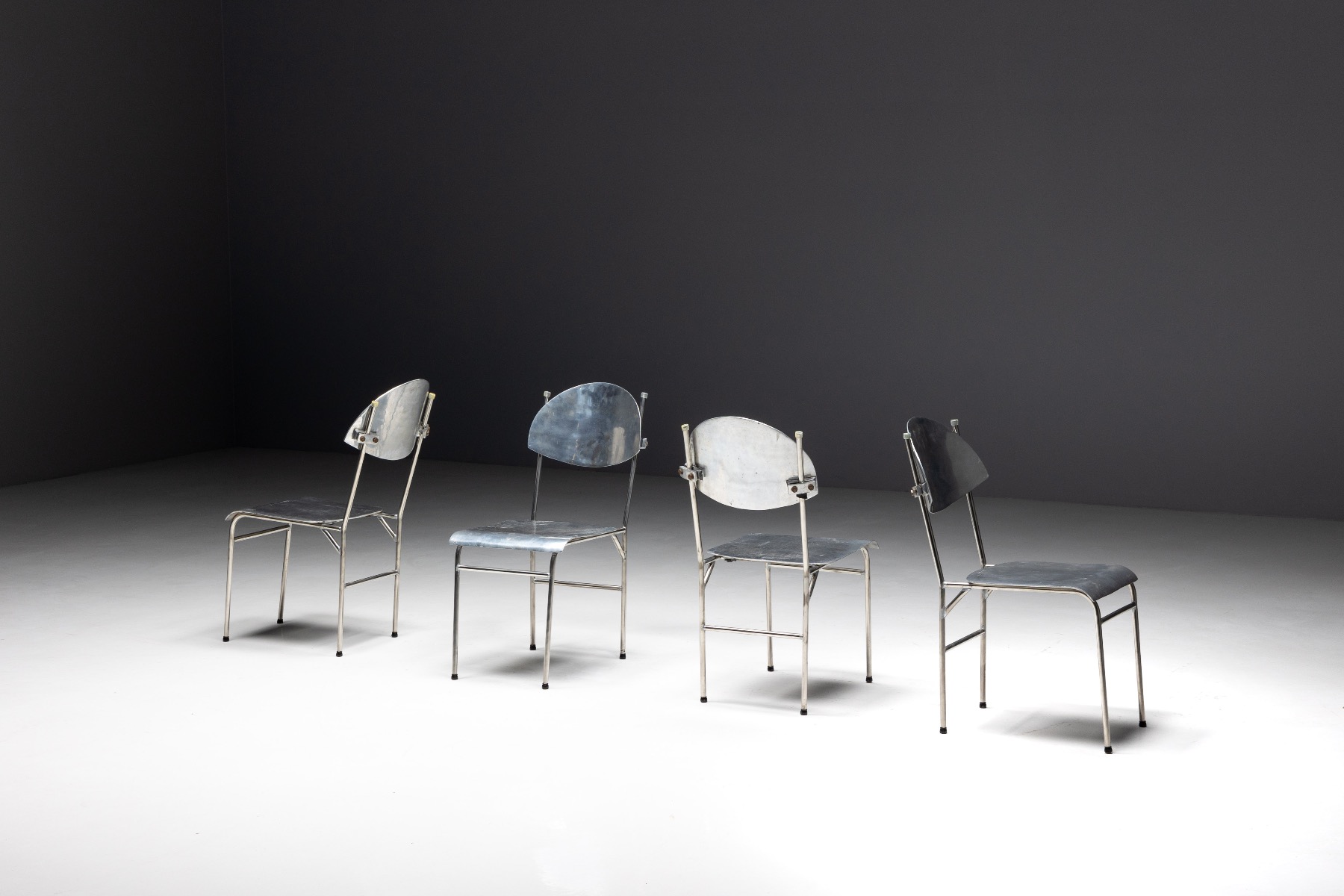 1980s modern aluminum seating chairs