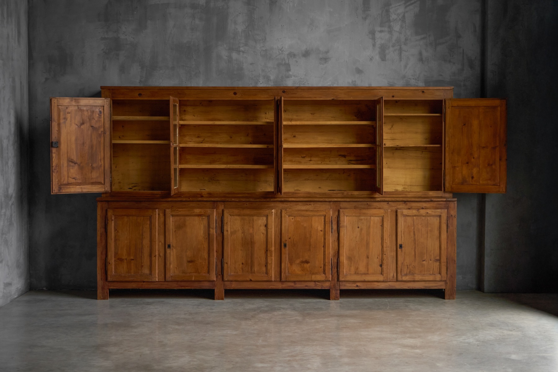 19th century French rustic storage cabinet solid wood