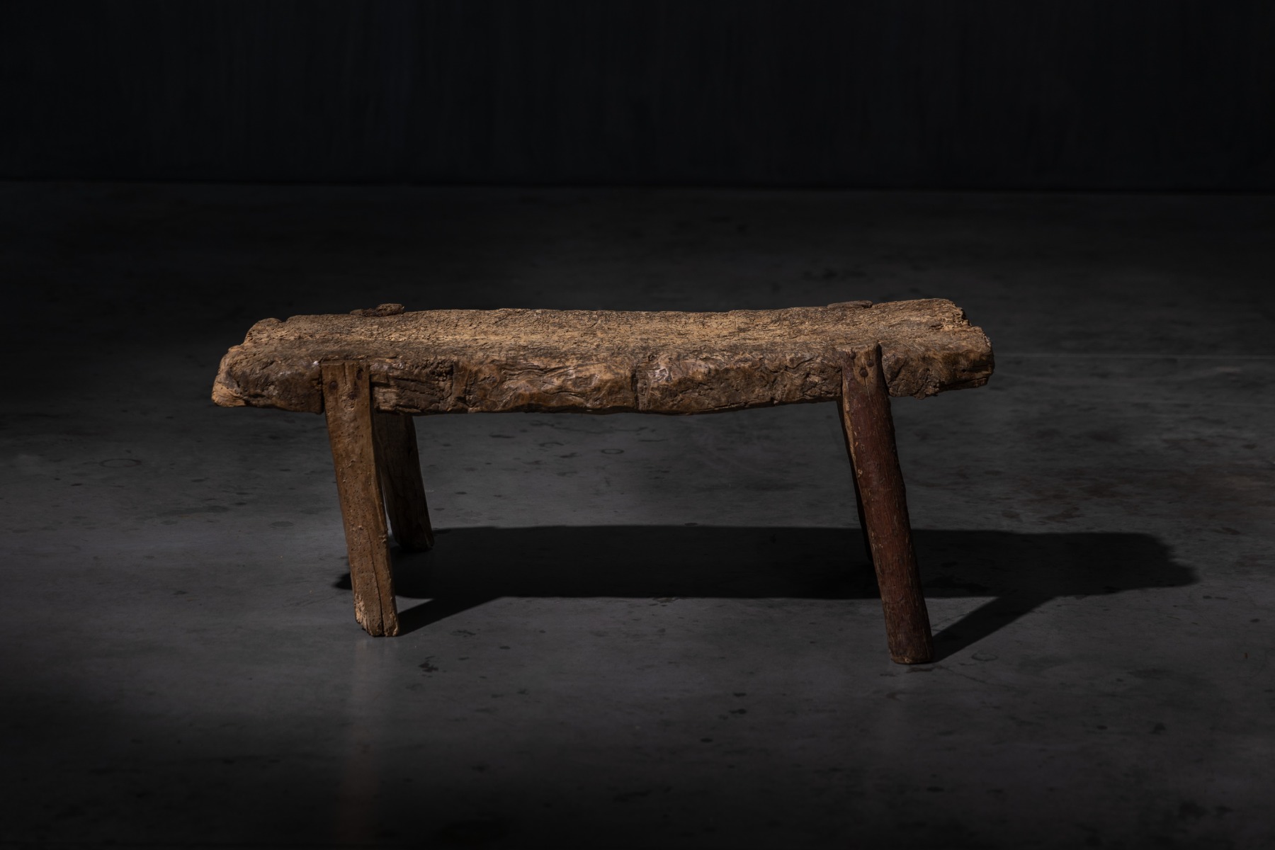 19th century rustic carved farmhouse bench