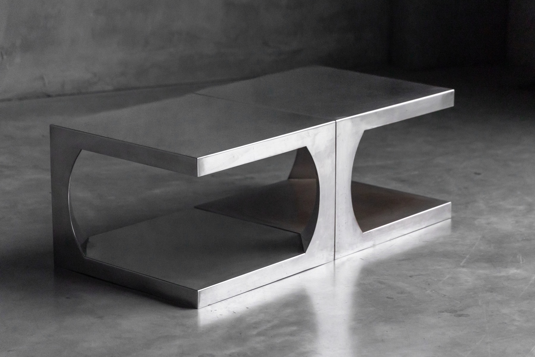 Aluminum side table with clean modernist design