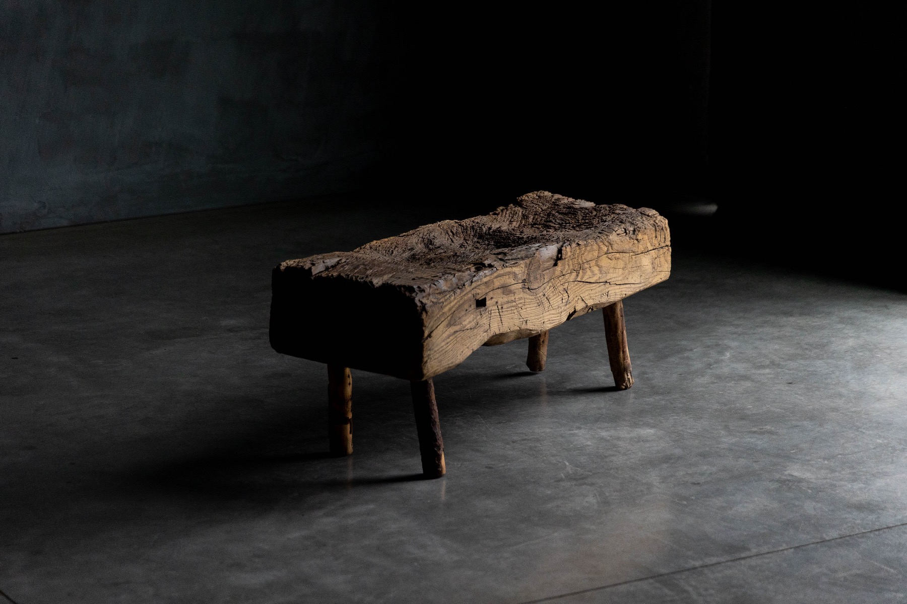 Antique 19th century brutalist folk bench