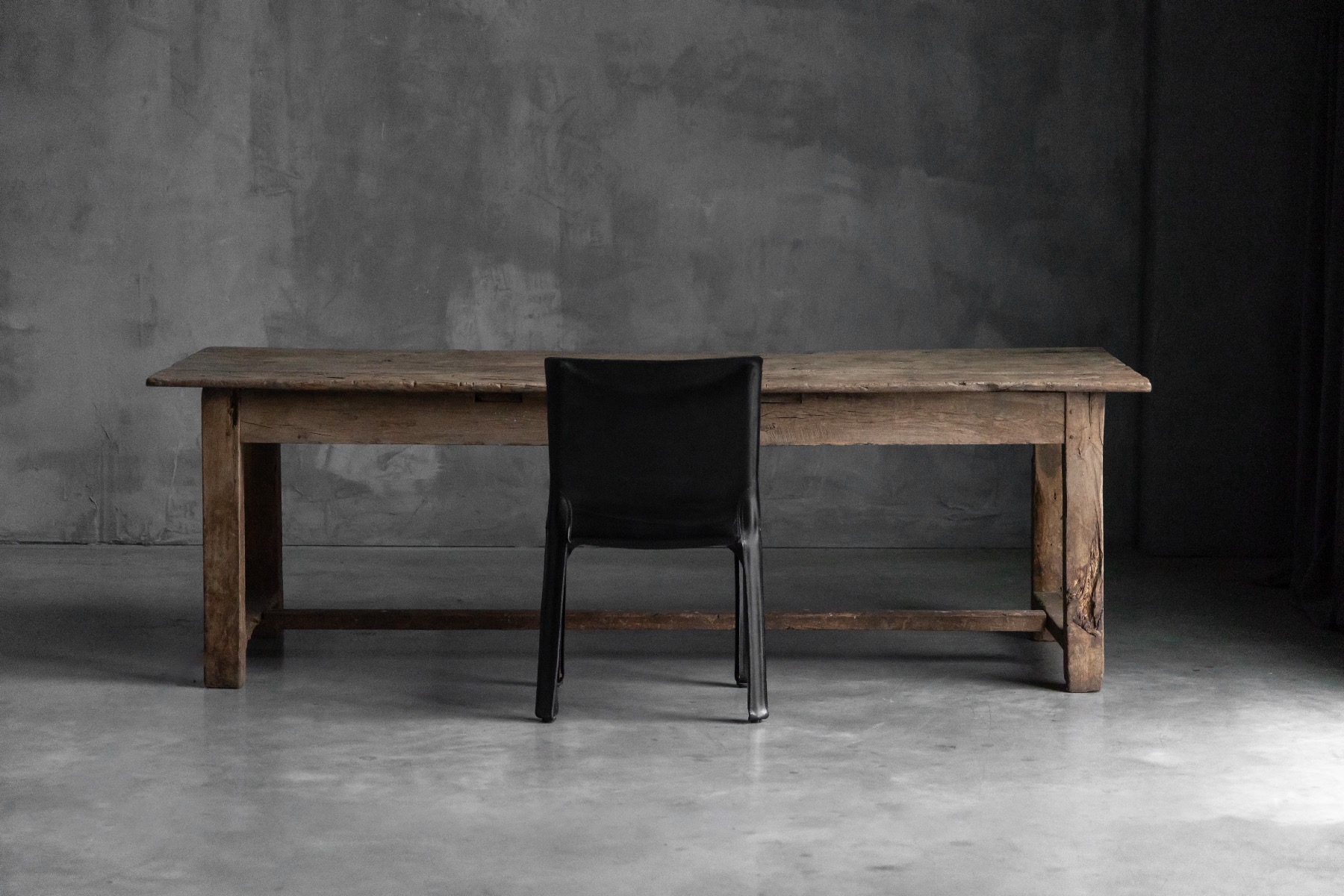 Antique rustic farmhouse dining table with natural aged patina